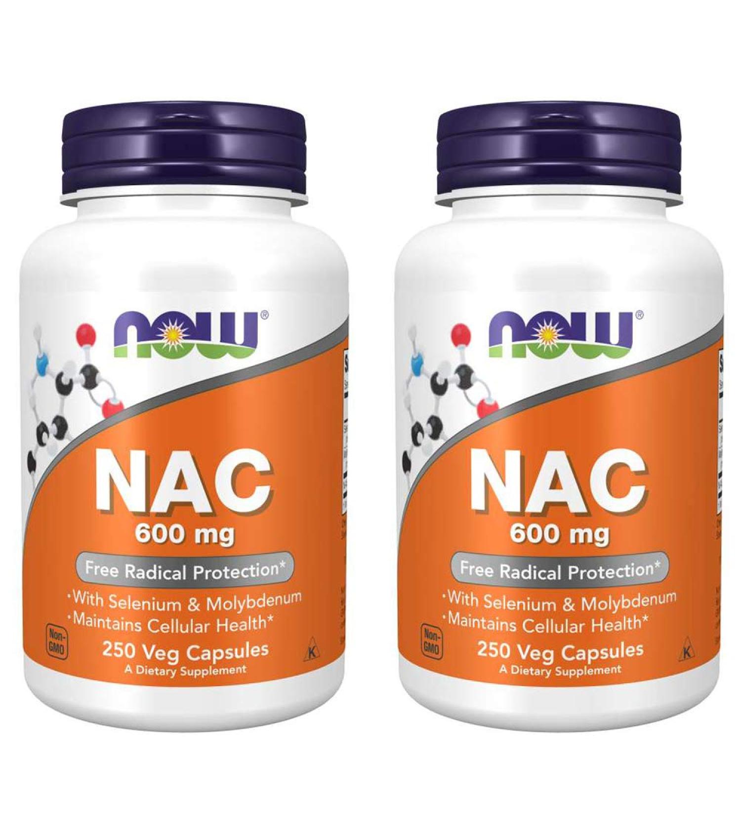 Now Foods NAC-Acetyl Cysteine 600mg 250 Vcaps - 500 (250x2) Supply - Buy Online on GoSupps.com