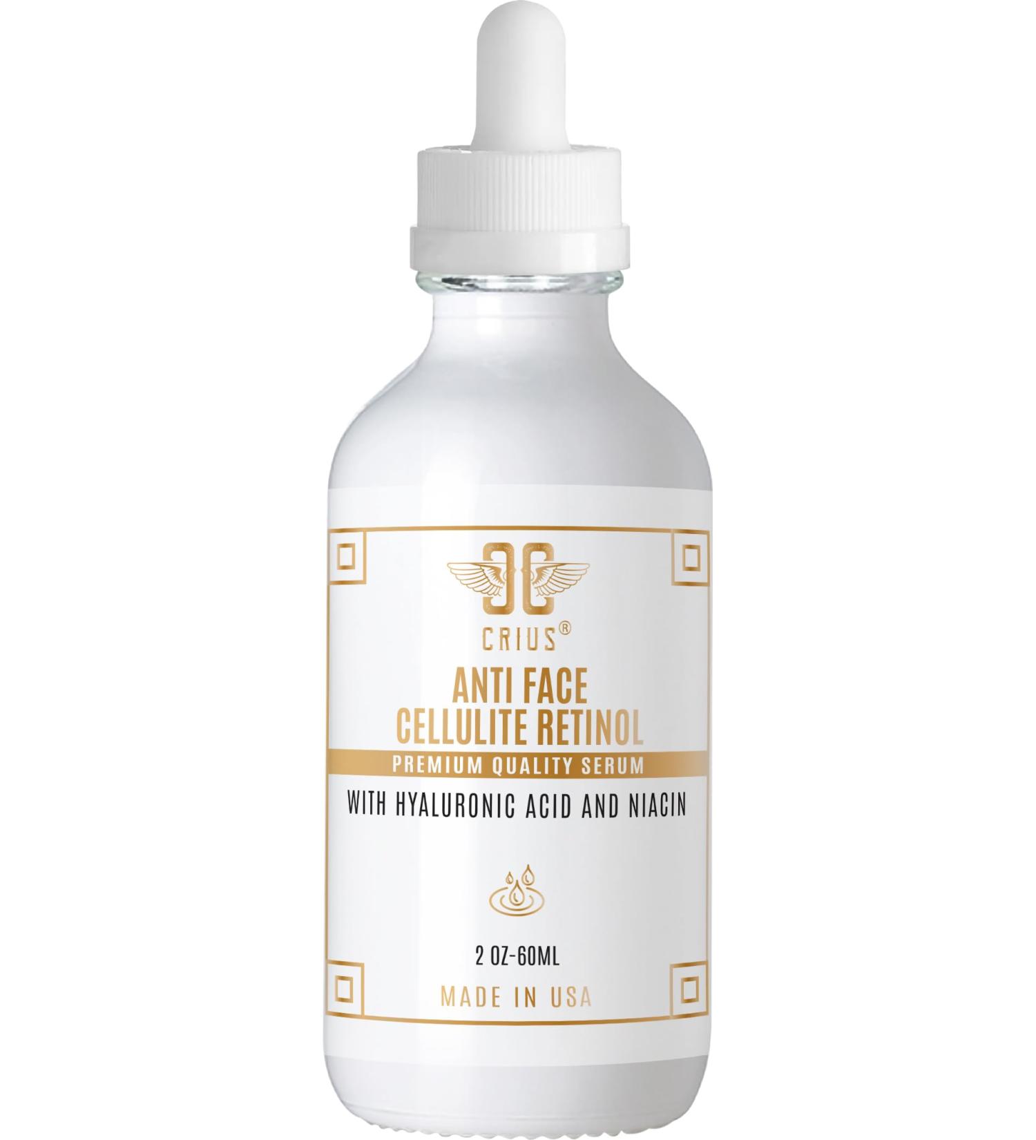 Anti-Face Cellulite Retinol Serum with Hyaluronic Acid & Niacin | Made in USA | Non-GMO & Cruelty-Free | Quick Absorption 2 Oz - Buy Online on GoSupps.com