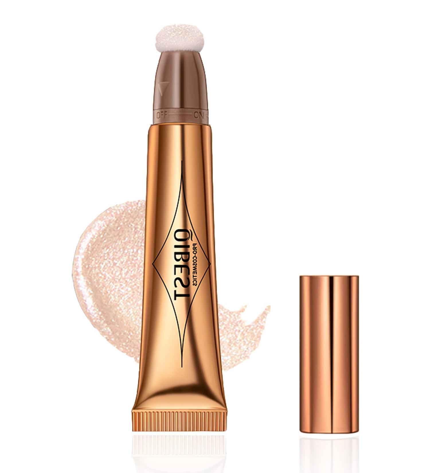 Shimmering Highlighter Beauty Wand with Cushion Applicator - Pearl White | Lightweight Waterproof Makeup Stick for Face & Body - Illuminator Pen for Women & Girls - Buy Online on GoSupps.com