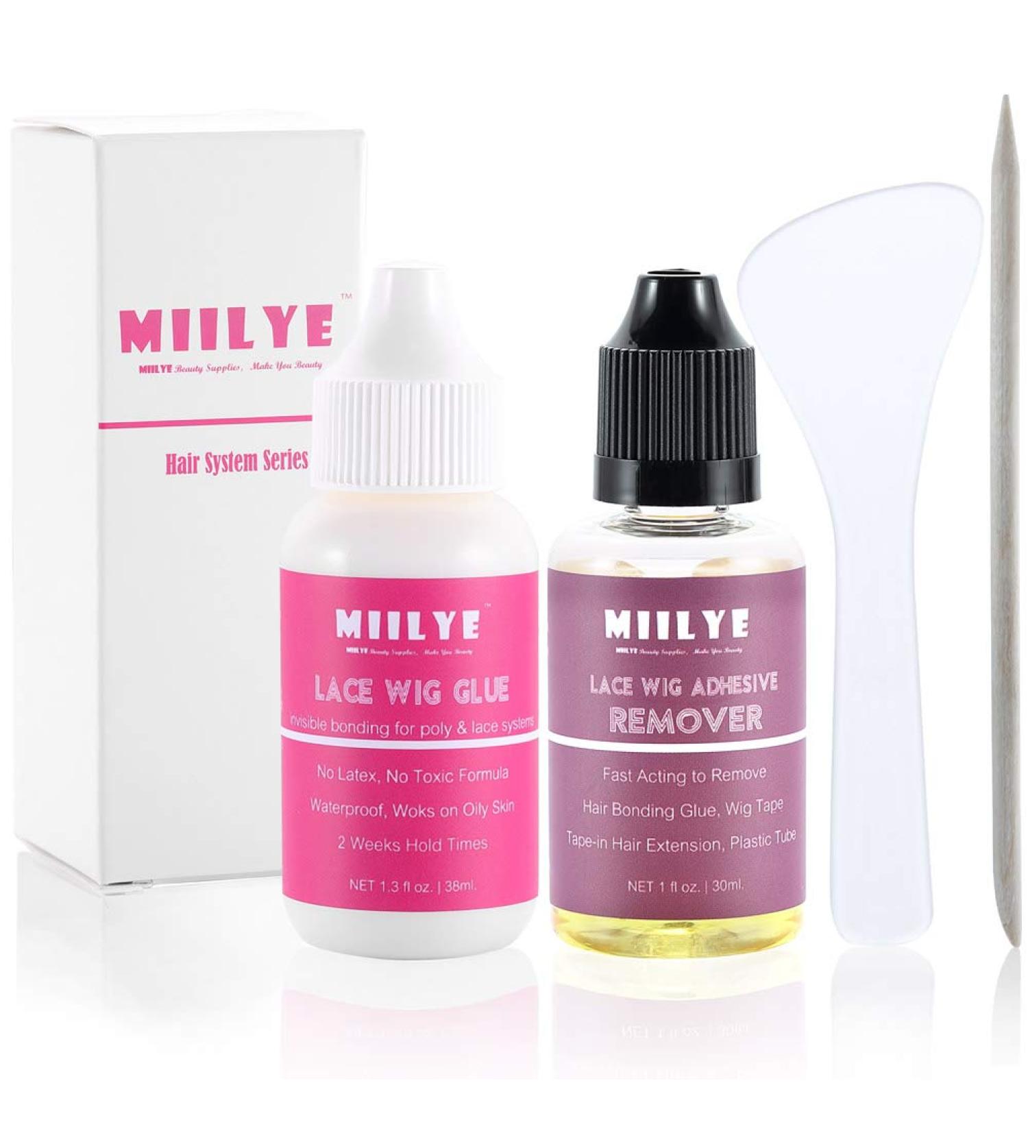 MIILYE Wig Adhesive & Glue Remover Set - Invisible Waterproof Bonding for Lace Front Wigs, Toupees, and Hairpieces - Buy Online on GoSupps.com