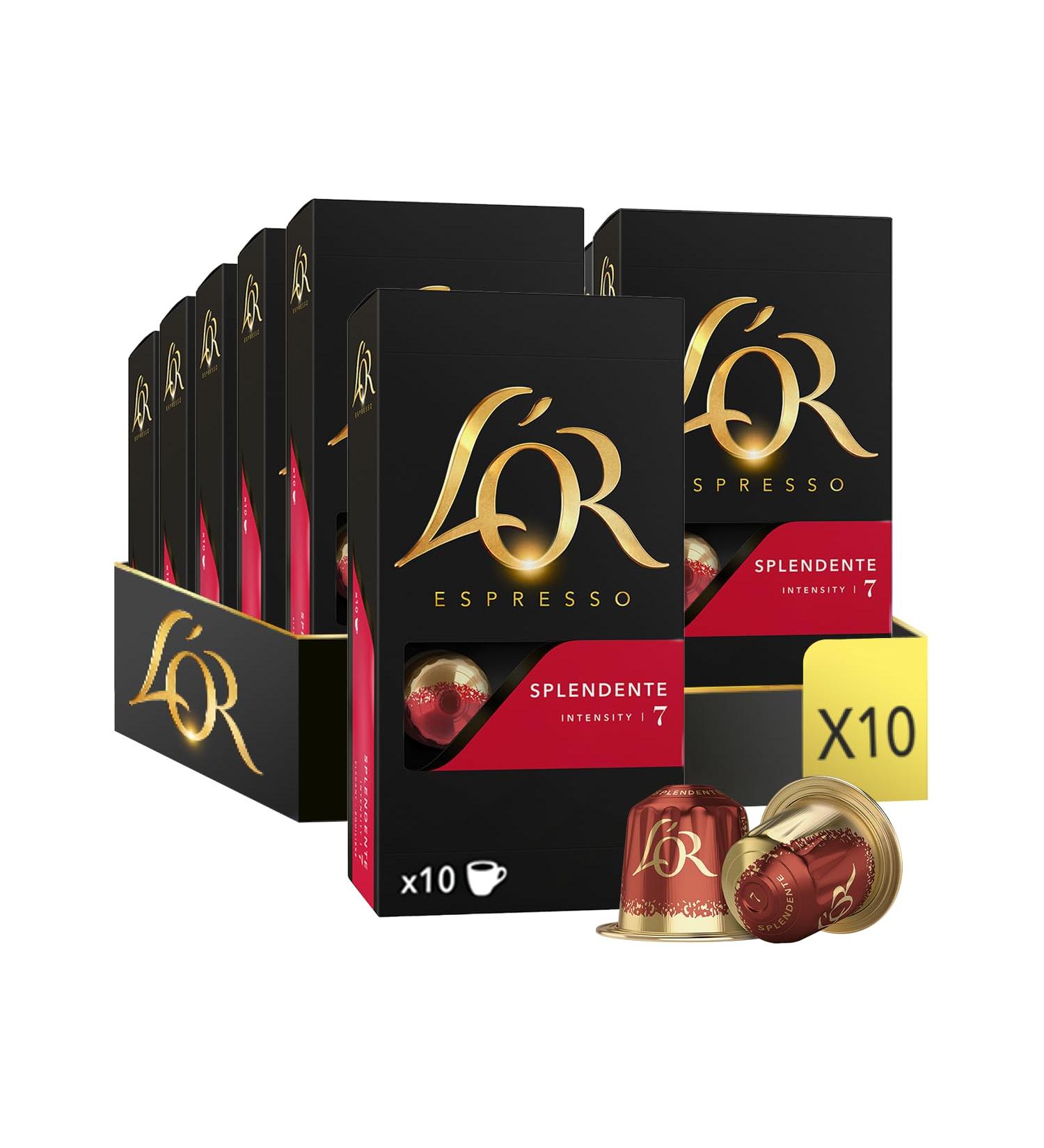 L'Or Espresso Coffee - 100 Splendente Capsules Intensity 7 - Nespresso * Compatible (Pack of 10 x 10) - Buy Online on GoSupps.com