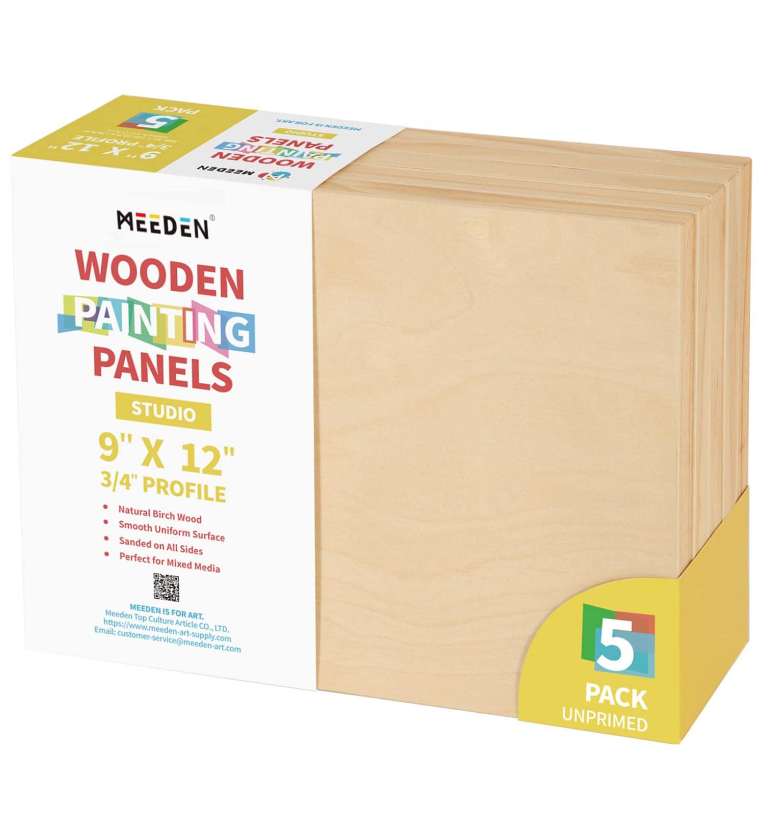 MEEDEN 9x12 Inch Wood Canvas Panels - 5 Pack of Birch Wood Painting Boards for Mixed Media Art - 3/4'' Deep Cradled Panels for Acrylics, Oils, and More - Buy Online on GoSupps.com