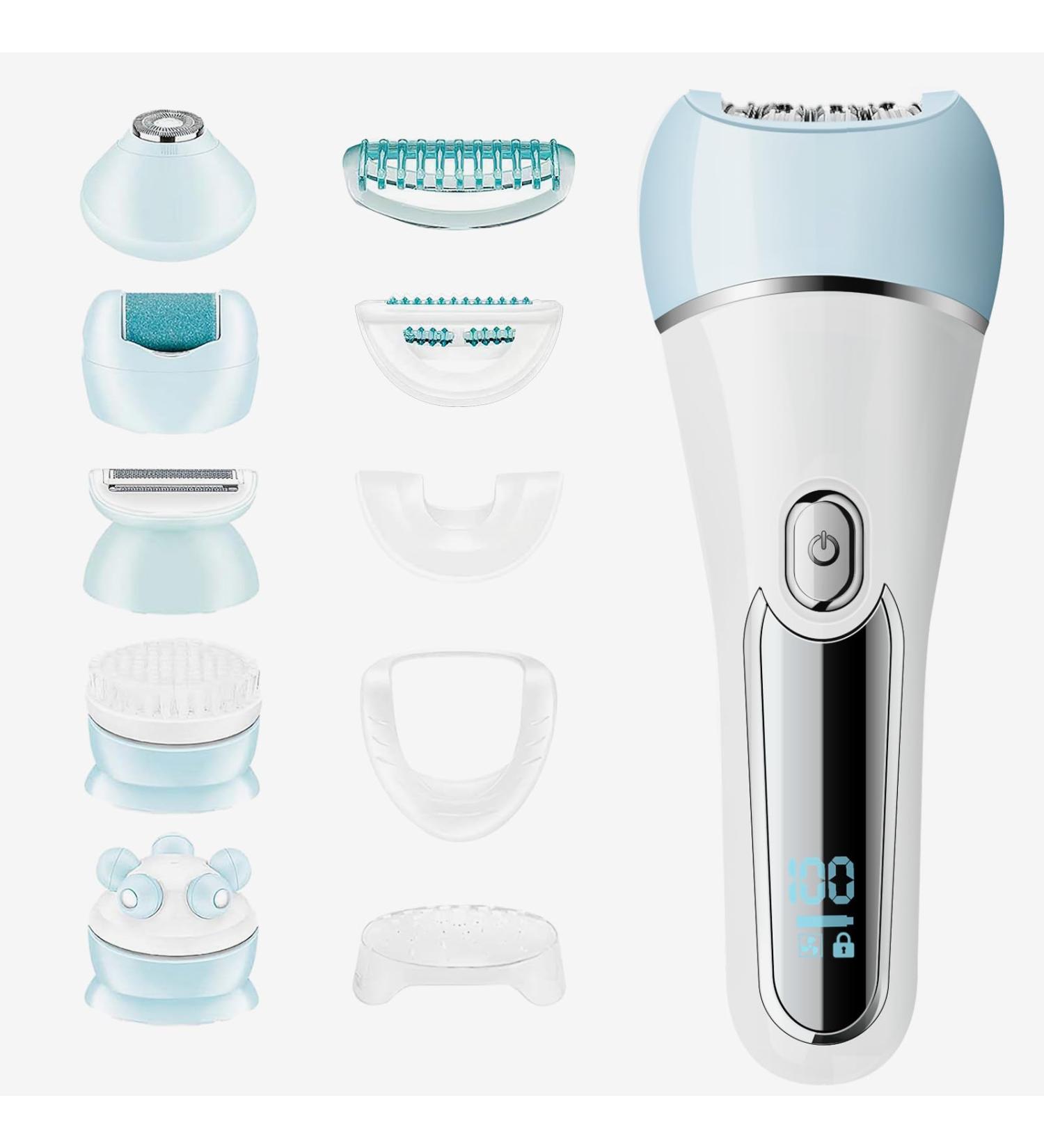 6-in-1 Epilator for Women - IPX7 Waterproof Hair Removal & Exfoliation | Rechargeable Shaver Facial Brush & Massage - Buy Online on GoSupps.com