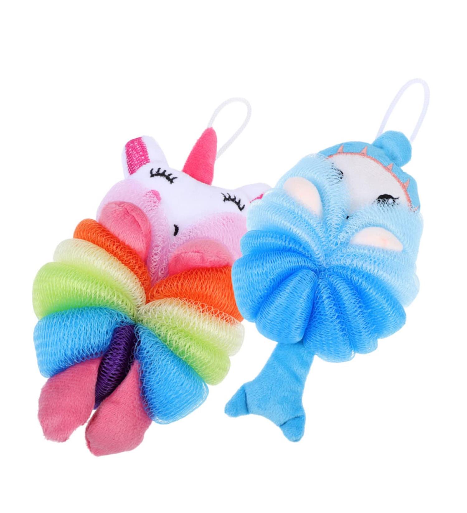 2pcs Children's Bath Ball | Toddler Shower Accessories | Cartoon Loofah Sponge Washcloths for Kids | Body Scrubbers for Baby - Buy Online on GoSupps.com