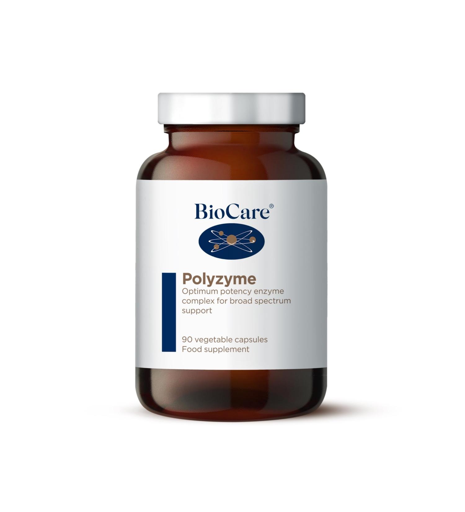 BioCare Polyzyme Forte | Enzyme Complex with Bromelain, Lipase, Protease, and Amylase | Vegan Friendly - 90 Capsules - Buy Online on GoSupps.com