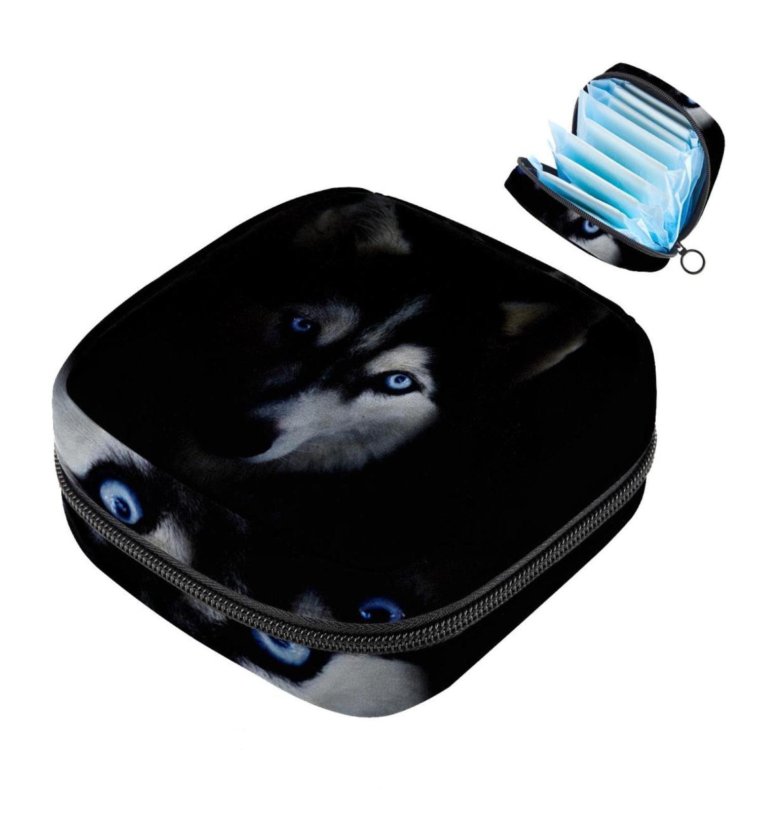 Stylish Women's Napkin Storage Bag - Cool Husky Dogs Design Portable Menstrual Cup & Bandages Organizer - Buy Online on GoSupps.com