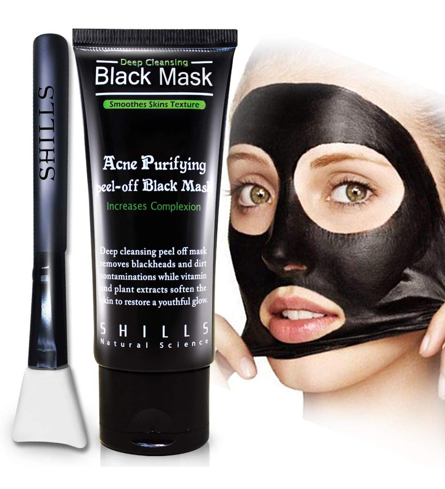 SHILLS Charcoal Black Mask Kit: Blackhead Remover Peel Off Mask & Brush Set - Buy Online on GoSupps.com