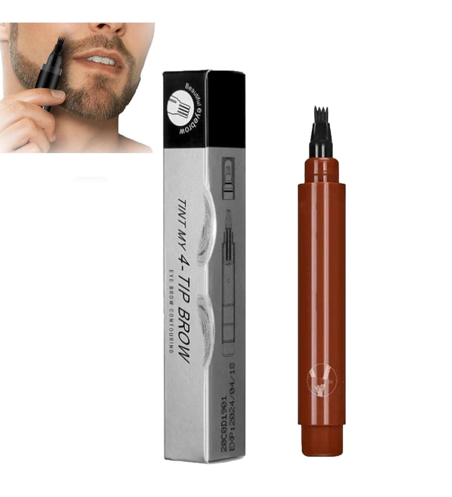 Waterproof Eyebrow & Beard Filling Pin - 4 Points Filler & Brush for Men - Durable Natural Look (Red-Brown) - Buy Online on GoSupps.com