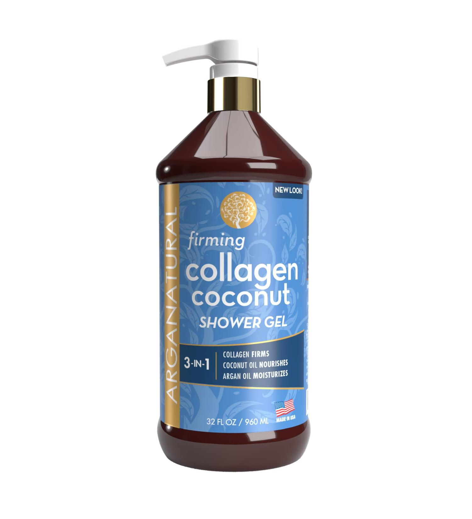 Arganatural Firming Collagen Coconut Shower Gel - Moisturizing Body Wash with Argan Oil (32oz) - Buy Online on GoSupps.com