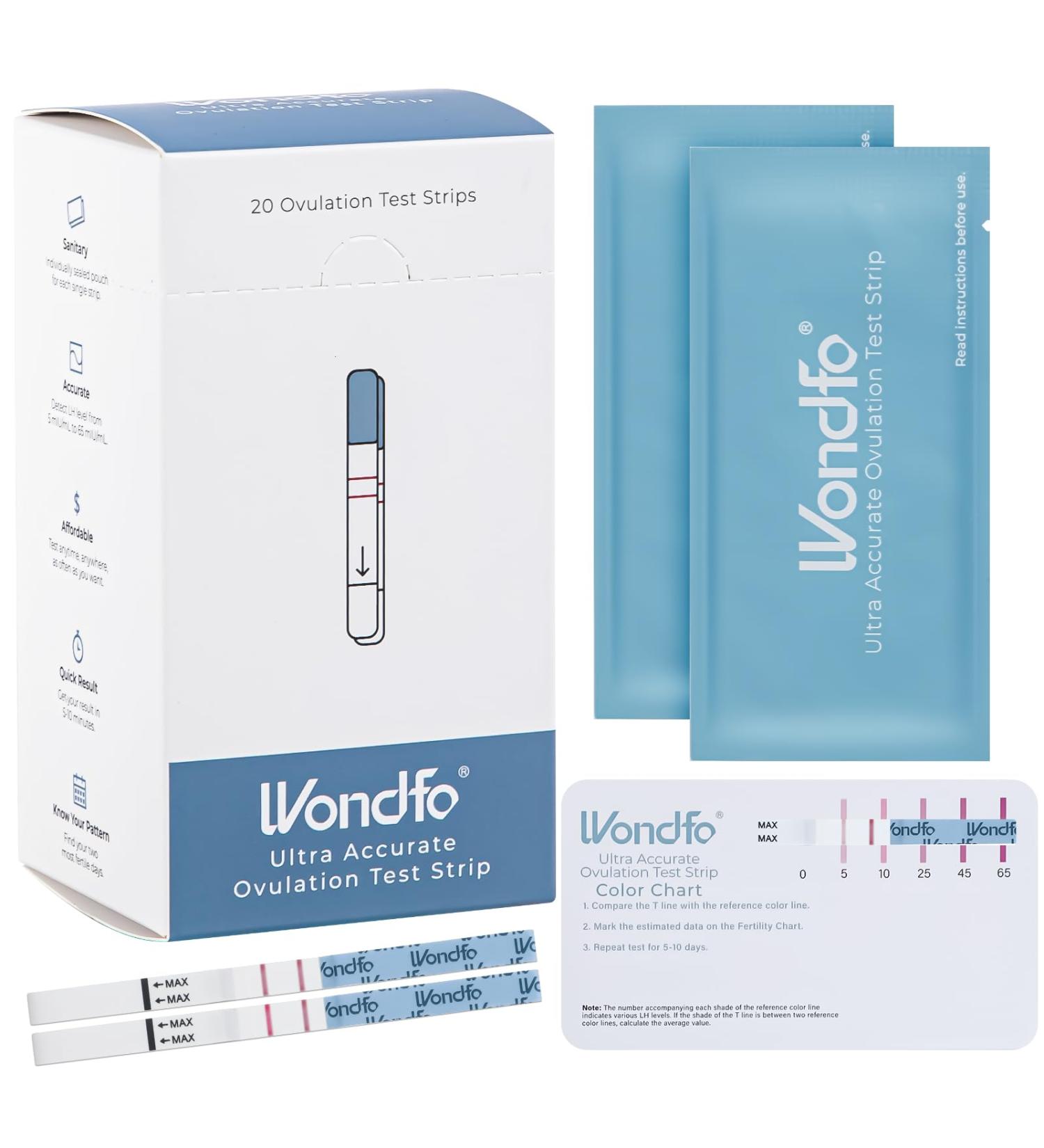 Wondfo Ovulation Test Strips 20x - Accurate LH 0-65miu/ml Kits for Home Fertility Monitoring | Pinpoint Peak Ovulation Days - Buy Online on GoSupps.com