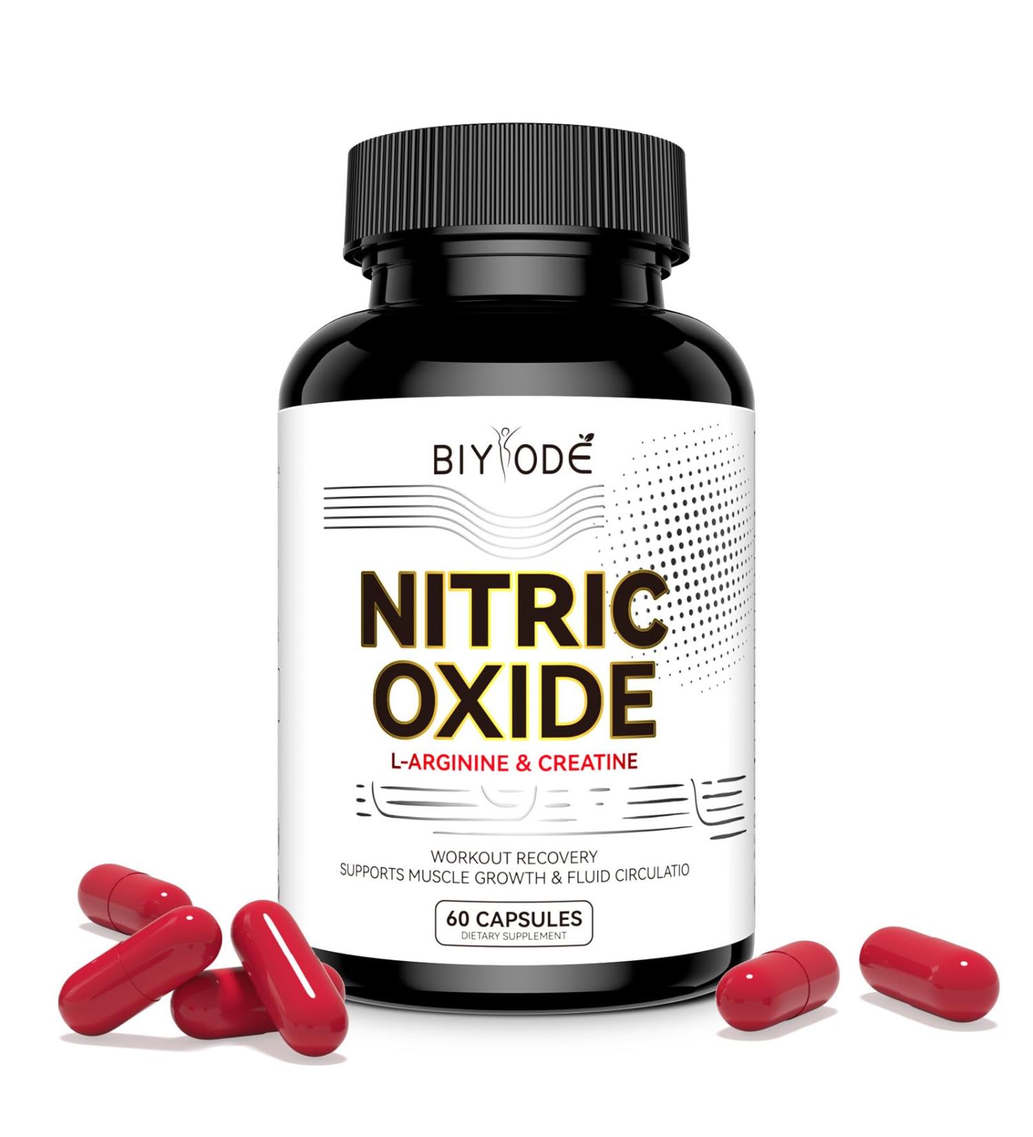 BIYODE Nitric Oxide Supplement Booster with L-Arginine Citrulline Beet Root Creatine Supports Muscle Pumps Workout Performance Energy Circulation Pre Workout NO Capsules for Men Women 60 Capsules - Buy Online on GoSupps.com