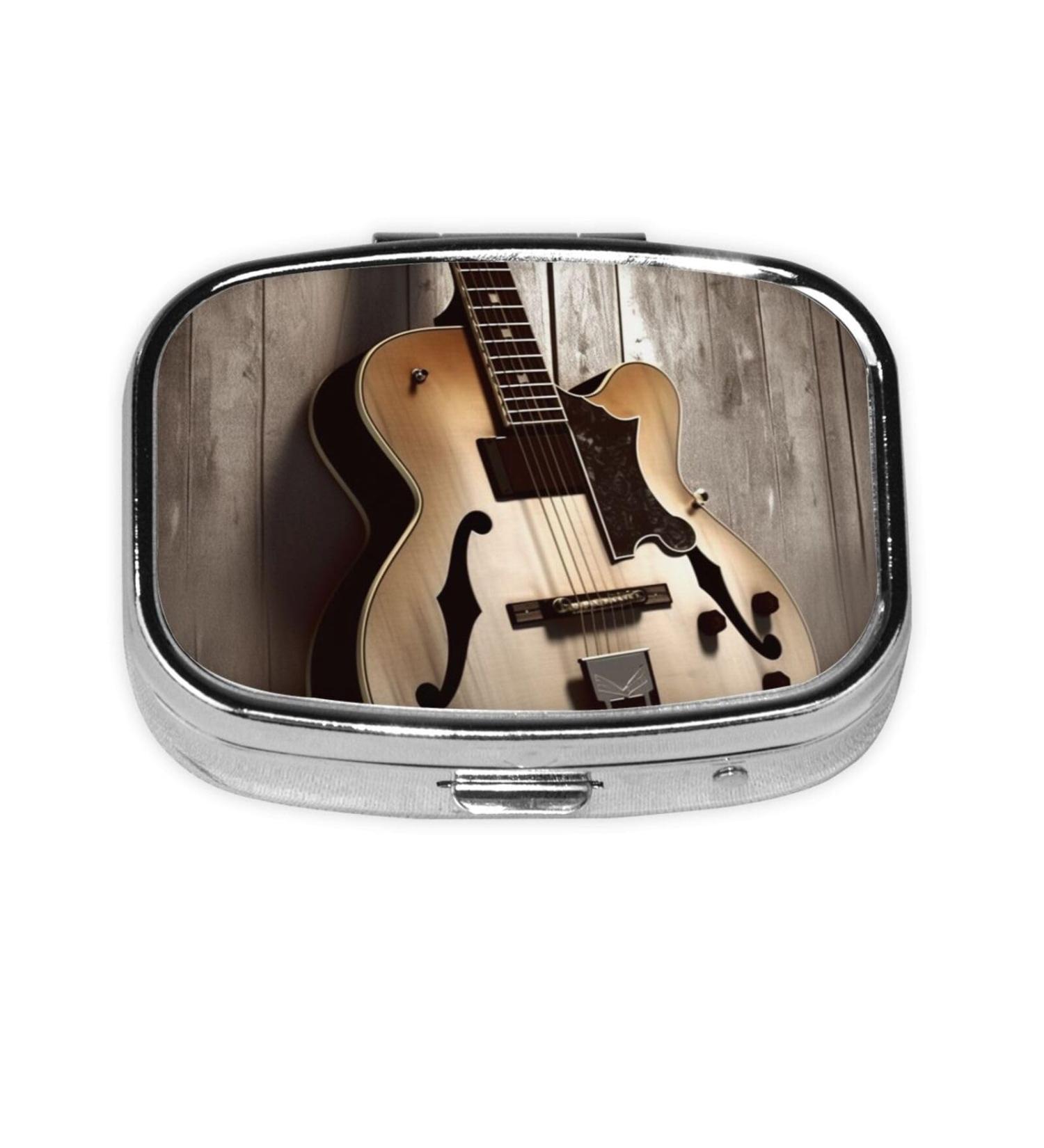 Guitar Pictures Printed Square Pill Box | Portable Travel Medicine Organizer | Best International Shipping - Buy Online on GoSupps.com