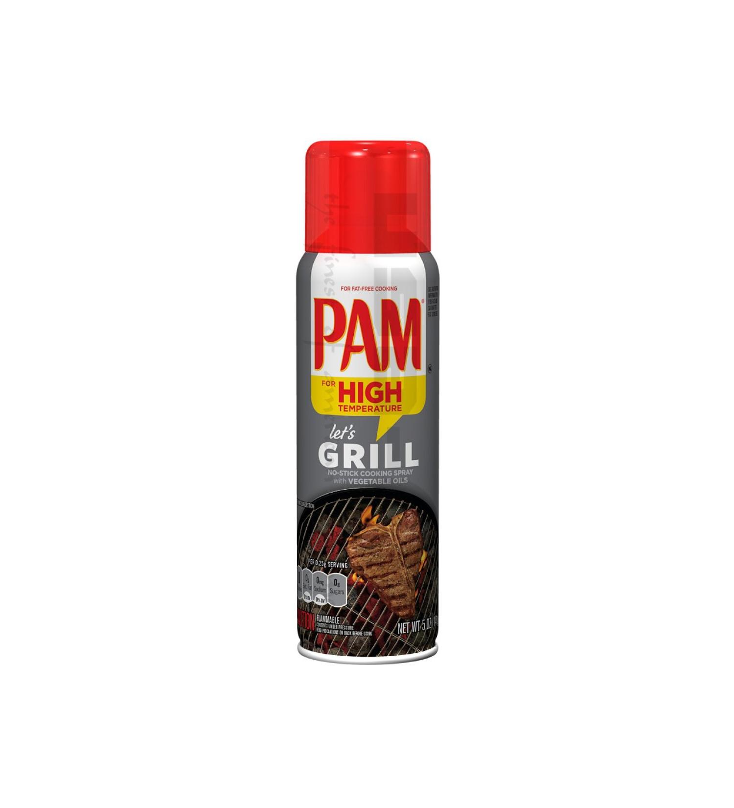 PAM No-Stick Cooking Oil Spray especially for GRILLING with High Temperature Formula, 5 oz - Made with 100% Natural Vegetable Oil ! Great fot less or Fat-Free Cooking!
