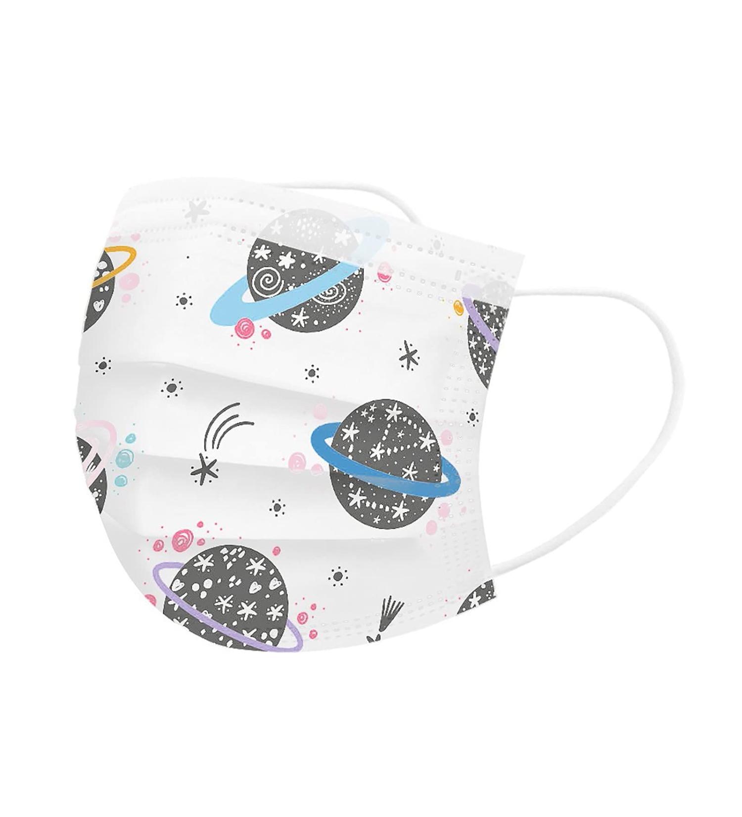 Children's Mask Disposable Face_Masks Industrial 3Ply Ear Loop Cute Printed Outdoor School Protective Breathable Face Cover White-2 50pcs - Buy Online on GoSupps.com