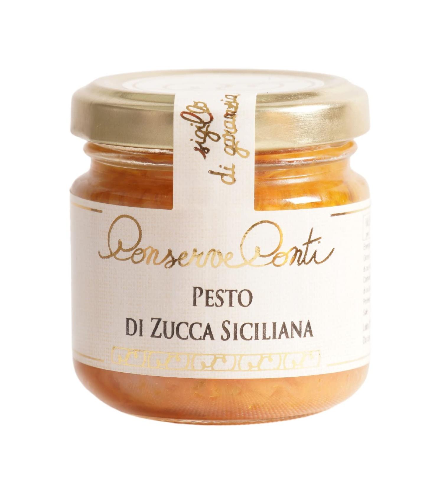 sicilian Pumpkin pesto sauce in extra virgin olive oil - Jar of ml. 106 - artisan production Conserve Conti