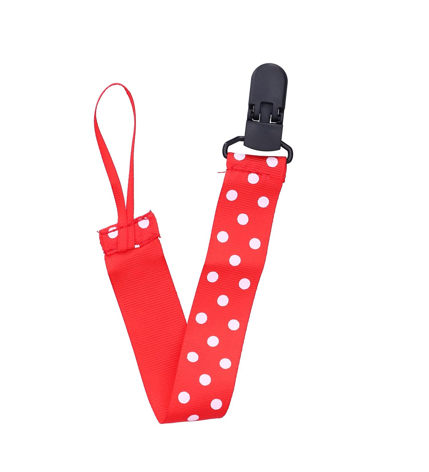 Universal Pacifier Leash - Baby Pacifier Clips for Safety | Teething Toys Holder for Infants & Toddlers - Red Dots - Buy Online on GoSupps.com
