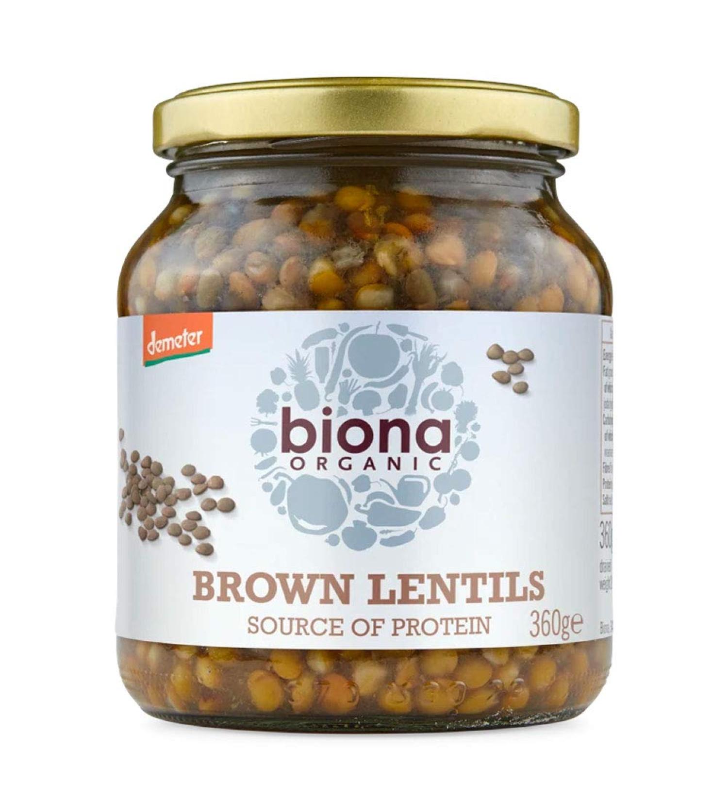 Biona Organic Brown Lentils Demeter - in Glass Jars 360g - Buy Online on GoSupps.com