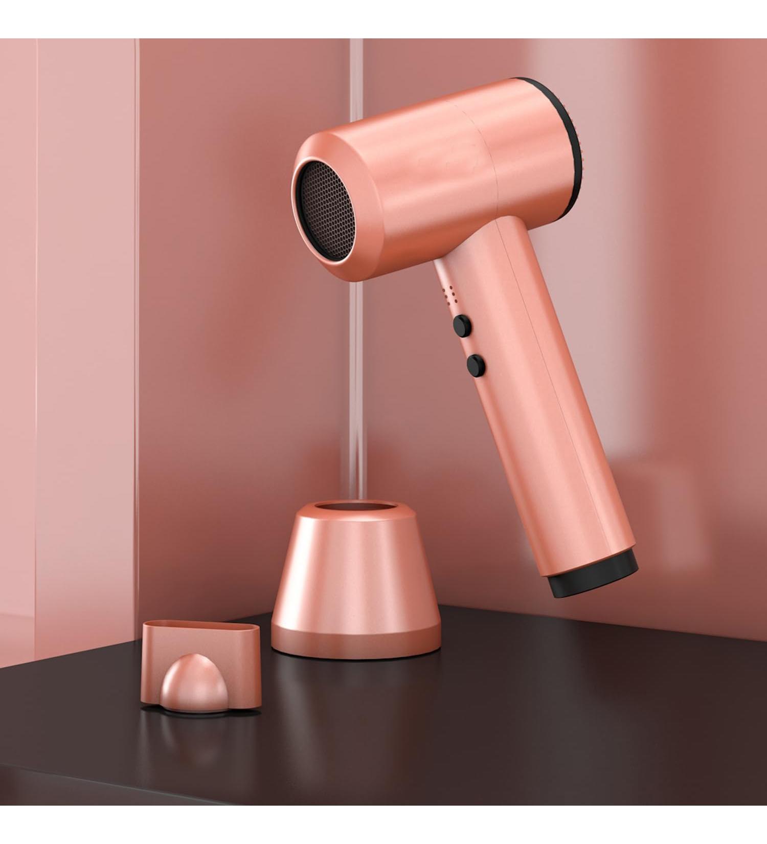 Cordless Hair Dryer Travel Hair Dryers with Charging Base and Nozzle 5000mAh Free Standing Hot/Cold Air Hairdryer 6 Levels Wind Speed Adjustment for School/Outdoor Pink - Buy Online on GoSupps.com