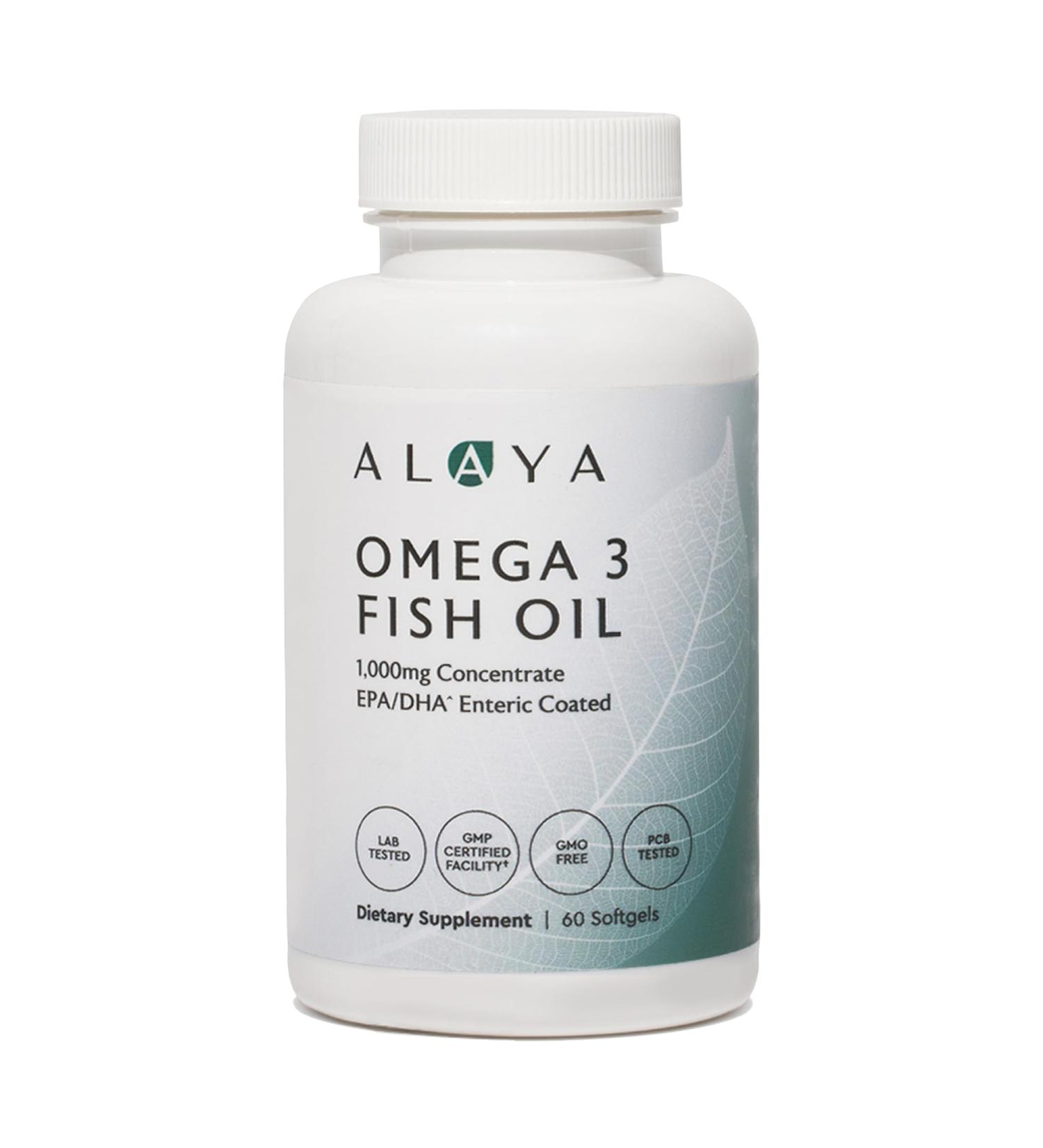 Alaya Naturals - Omega 3 Fish Oil, 1000 mcg, 60 Softgels, Non-GMO, No Fishy Aftertaste - Buy Online on GoSupps.com