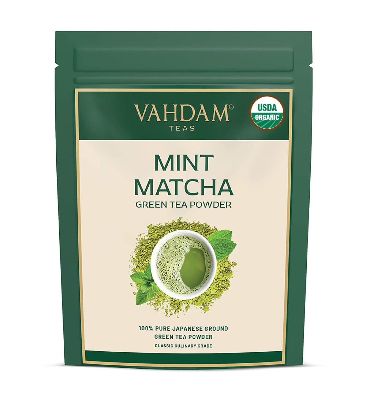 Vahdam Teas Mint Matcha Green Tea Powder - 1.76 oz (50 g) | Premium Quality - Buy Online on GoSupps.com