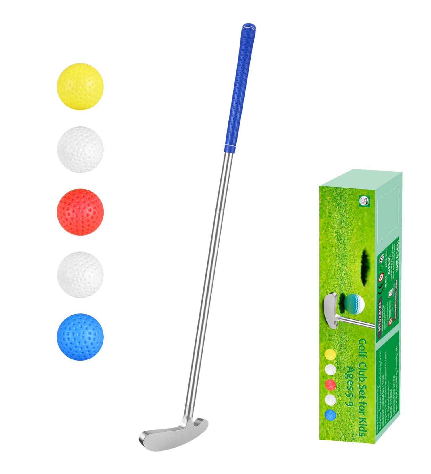 Wassteel Kids Golf Clubs 6063 Aluminum Alloy Putter Set for Indoor/Outdoor Mini Golf - Right/Left Handed, 5 Plastic Balls Included - Ideal Gift for 5-9 Year Old Boys and Girls - Buy Online on GoSupps.com