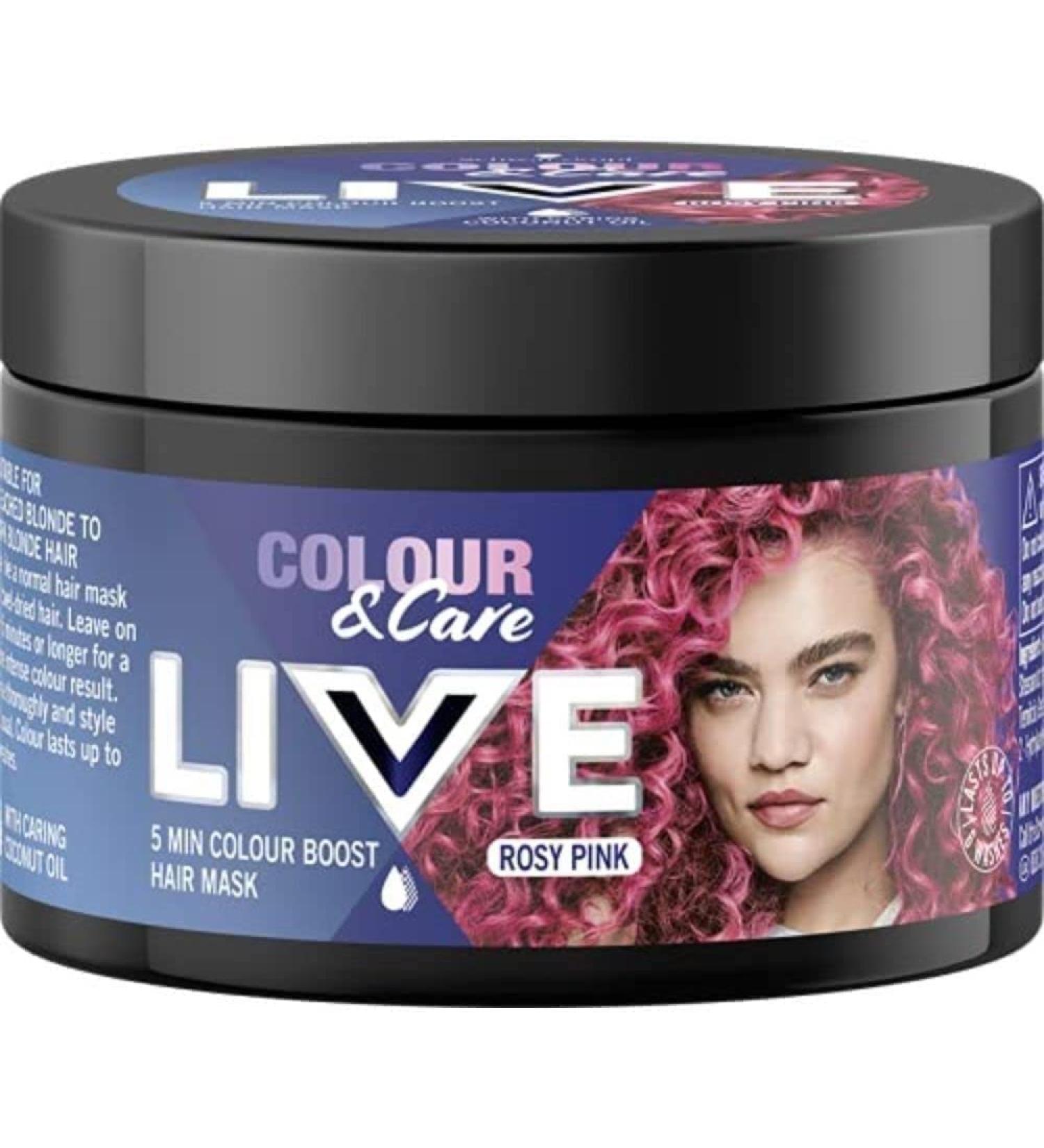 Schwarzkopf LIVE Colour & Care Hair Mask - Rosy Pink 5 Minute Wash Out Semi-permanent Pink Hair Dye - 150ml - Buy Online on GoSupps.com