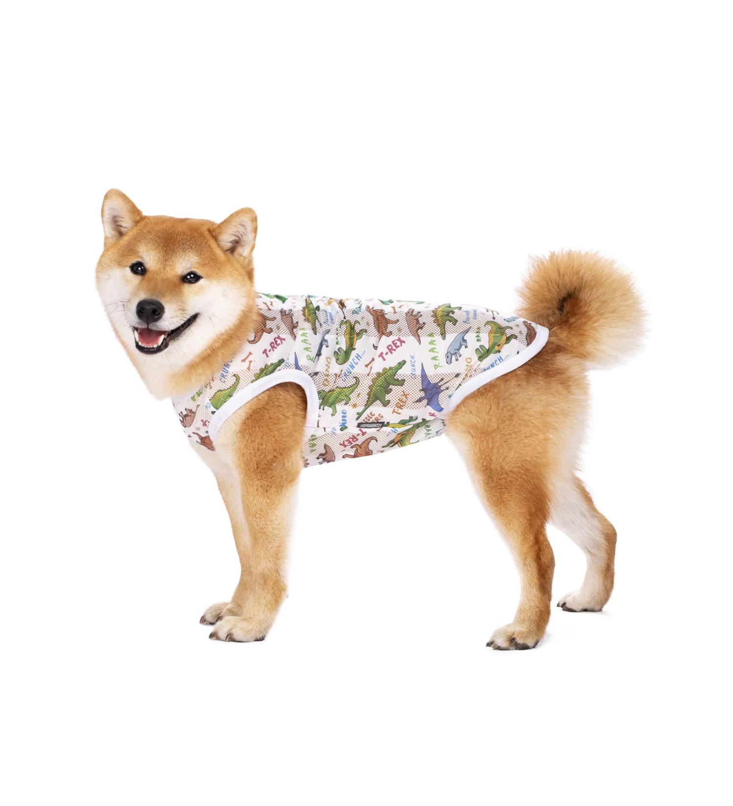 Cool & Breathable Summer T-Shirt for Medium & Large Dogs - Sun Protection Dog Vest (XL White Dinosaurs) - Buy Online on GoSupps.com