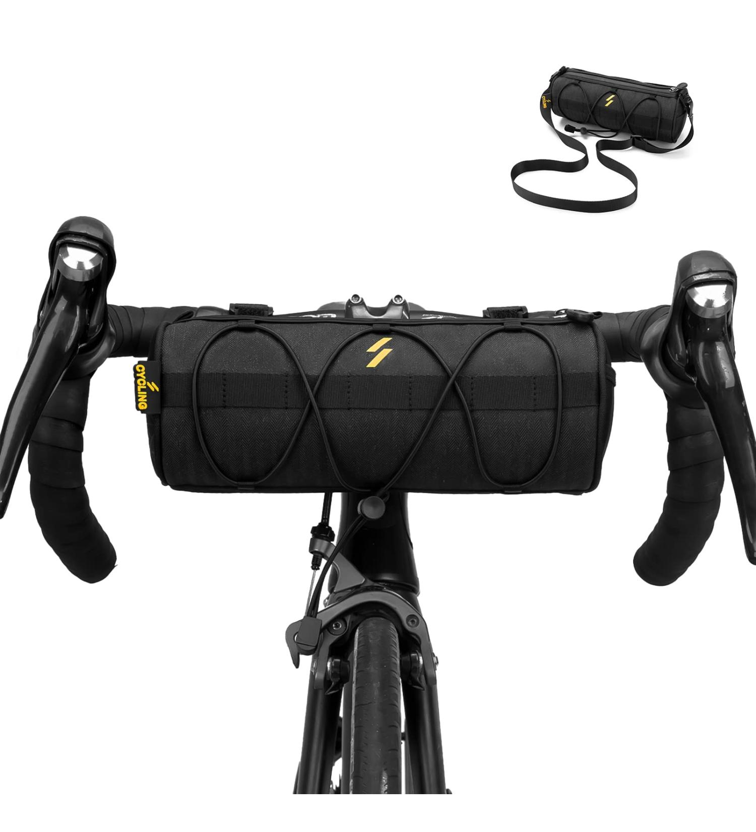 Rockbros Multifunctional Bicycle Handlebar Storage Bag - 2.4L Pocket with Shoulder Strap for MTB & Racing Bikes - Black - Buy Online on GoSupps.com
