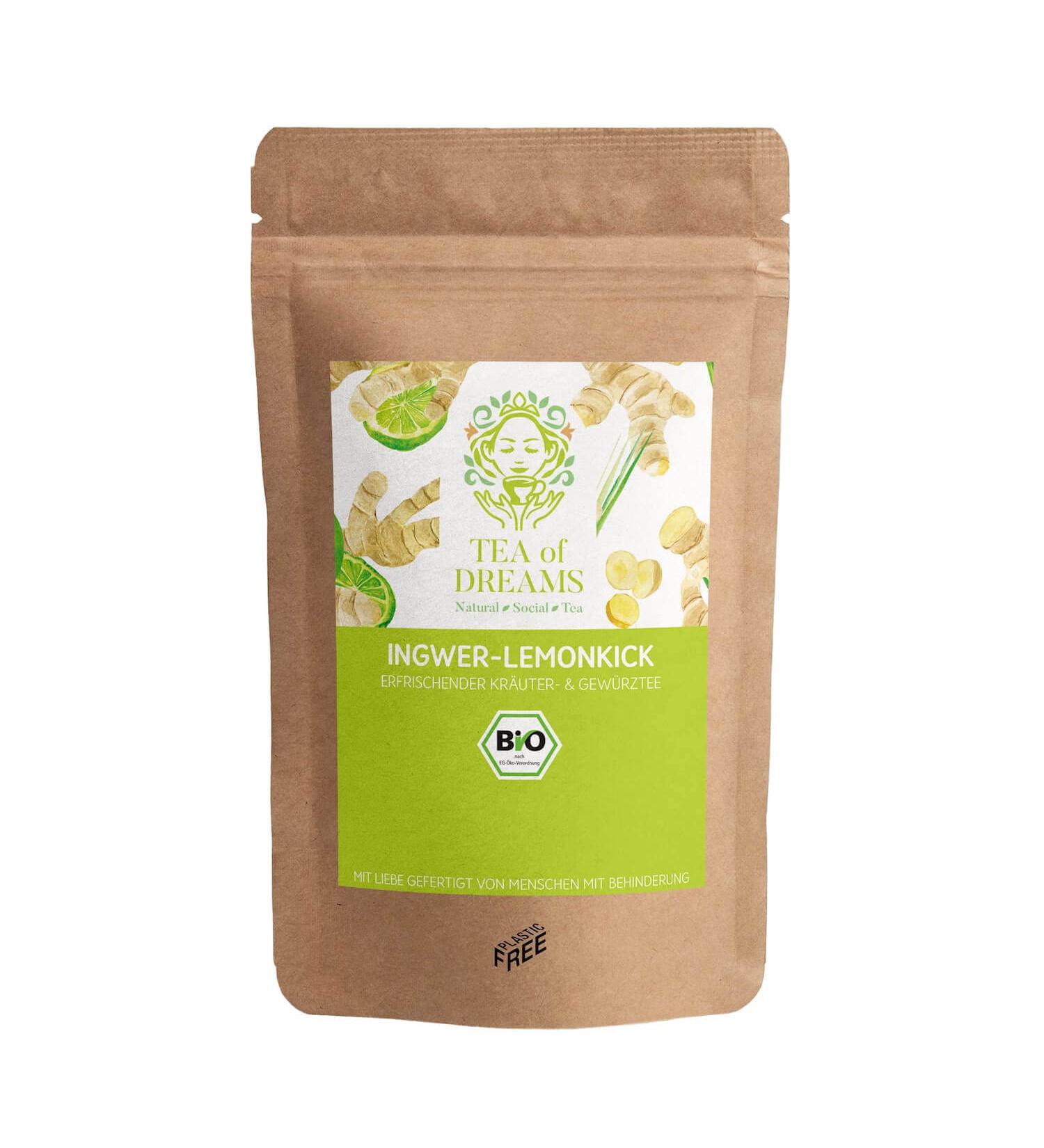  Tea of Dreams Organic Lemon Ginger Tea | Citronkick with Lemongrass & Ginger | Loose Tea | 250g - Buy Online on GoSupps.com