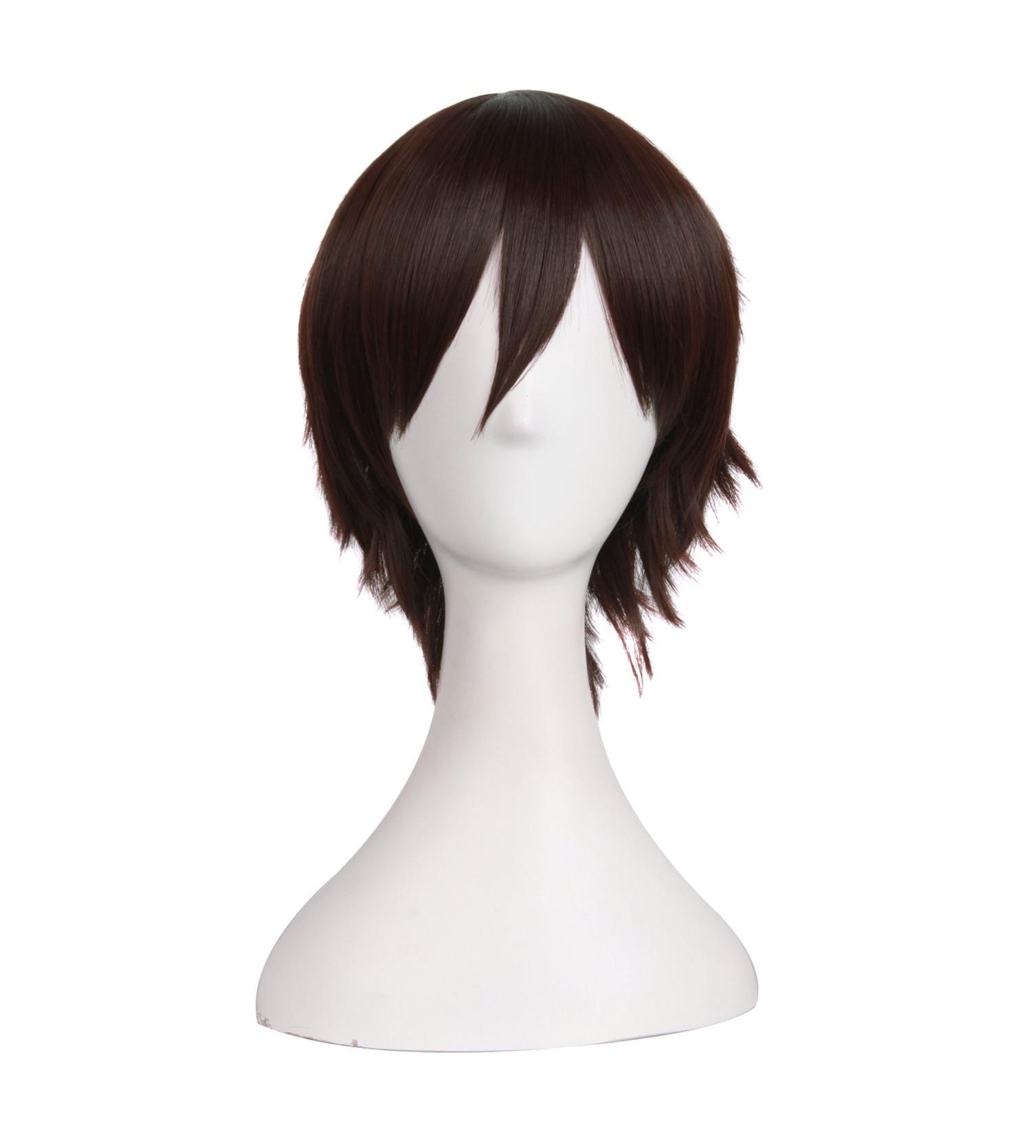 MapofBeauty Dark Brown Short Straight Wig for Men | Cosplay Costume Accessories - International Shipping Available - Buy Online on GoSupps.com