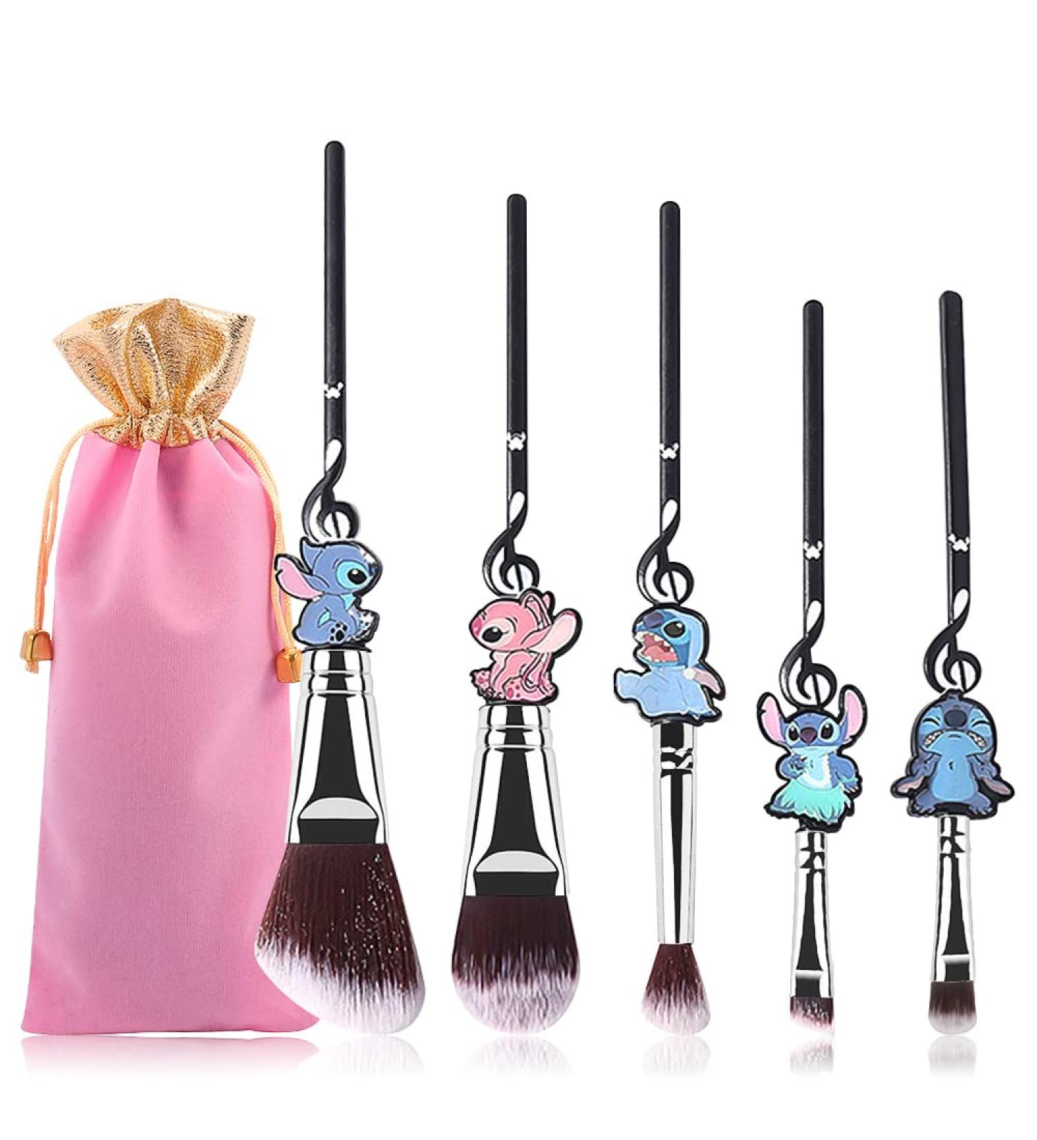 5-Piece Stitch Makeup Brush Set | Kawaii Cosmetic Brushes for Powder, Eyeshadow, Blush, Lips | Portable Gift for Girls and Women - Buy Online on GoSupps.com