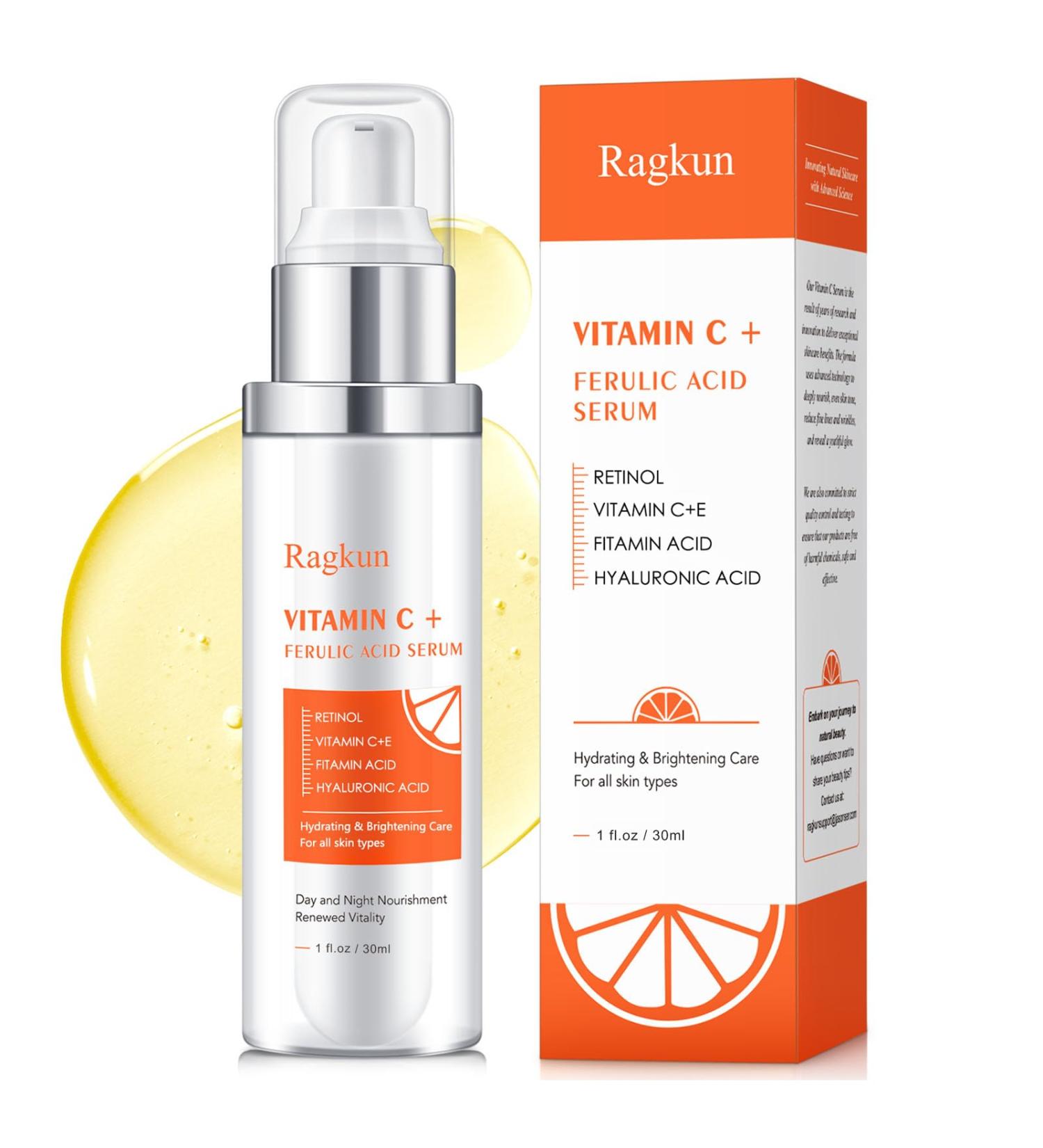 Vitamin C 20% Serum with CE Ferulic Acid & Hyaluronic Acid - Anti-Aging Dark Spot Remover & Hydrating Face Serum - 1 Fl Oz - Buy Online on GoSupps.com