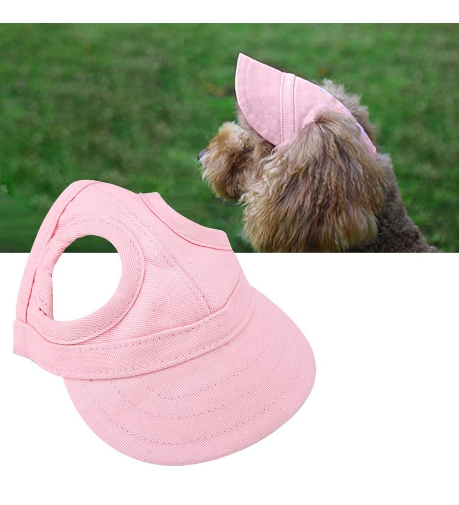 Dog Baseball Cap Cat Baseball Cap Pet Outdoor Cap Sunbonnet Fashionable Sun Cap Adjustable Stripe Summer Travel Hat with Ear Holes (M-Pink) M Pink - Buy Online on GoSupps.com