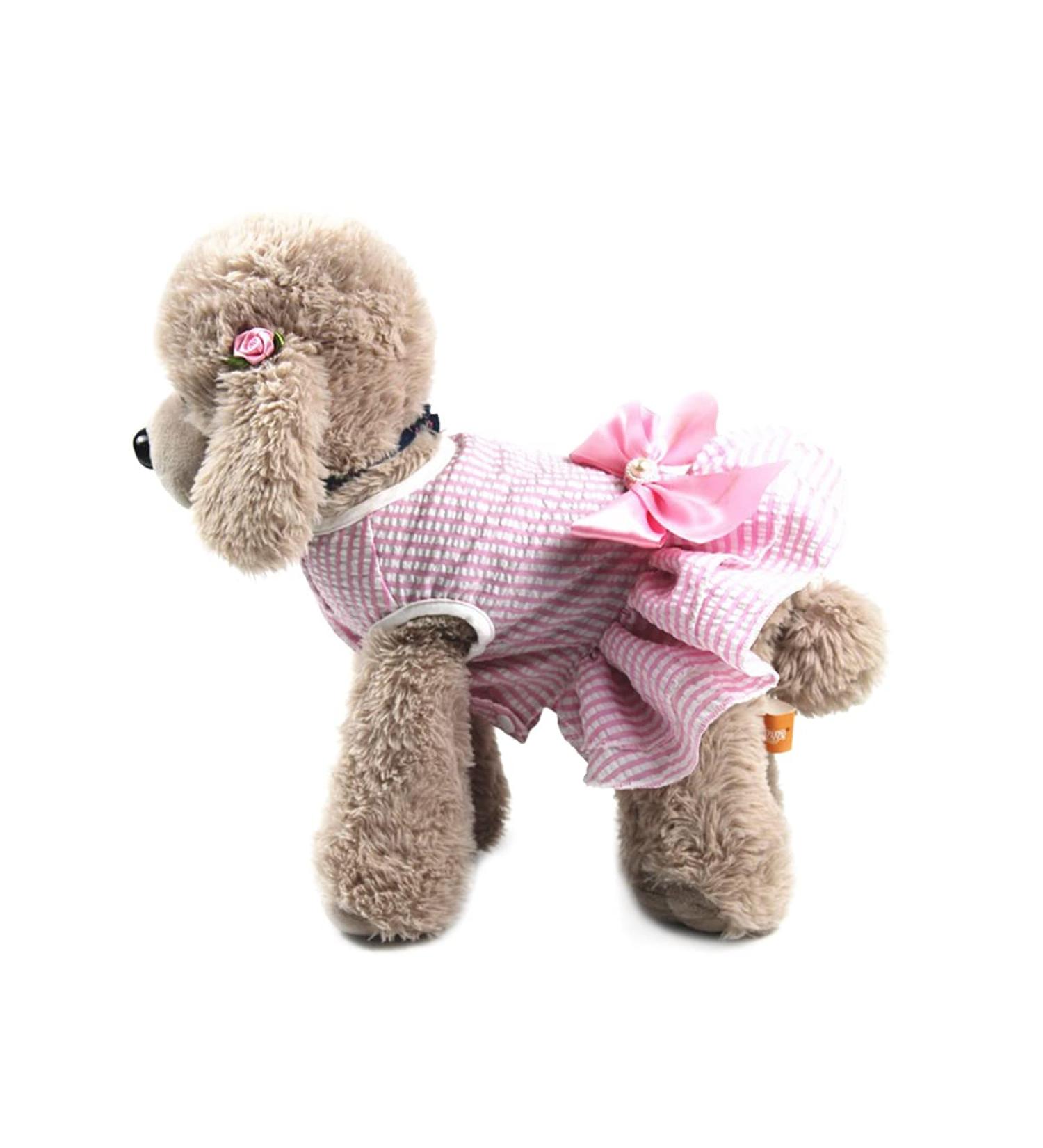 Barrageon Sweet Princess Rock Clothing for Dogs & Cats - Pink Bowknot Summer Outfit for Medium Pets (Back Length 25 cm) - Buy Online on GoSupps.com