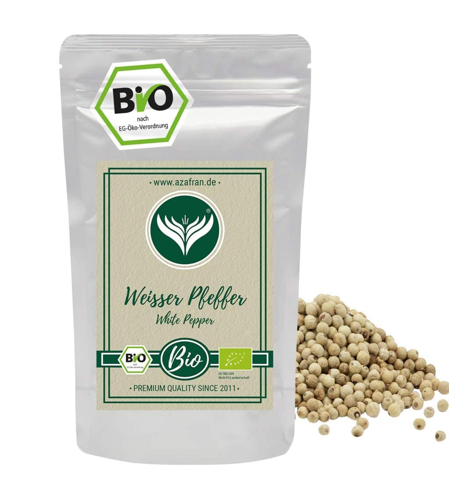 Buy Azafran Organic Whole Peppercorns - White Pepper for Mills - 250g Pack | International Shipping Available - Buy Online on GoSupps.com