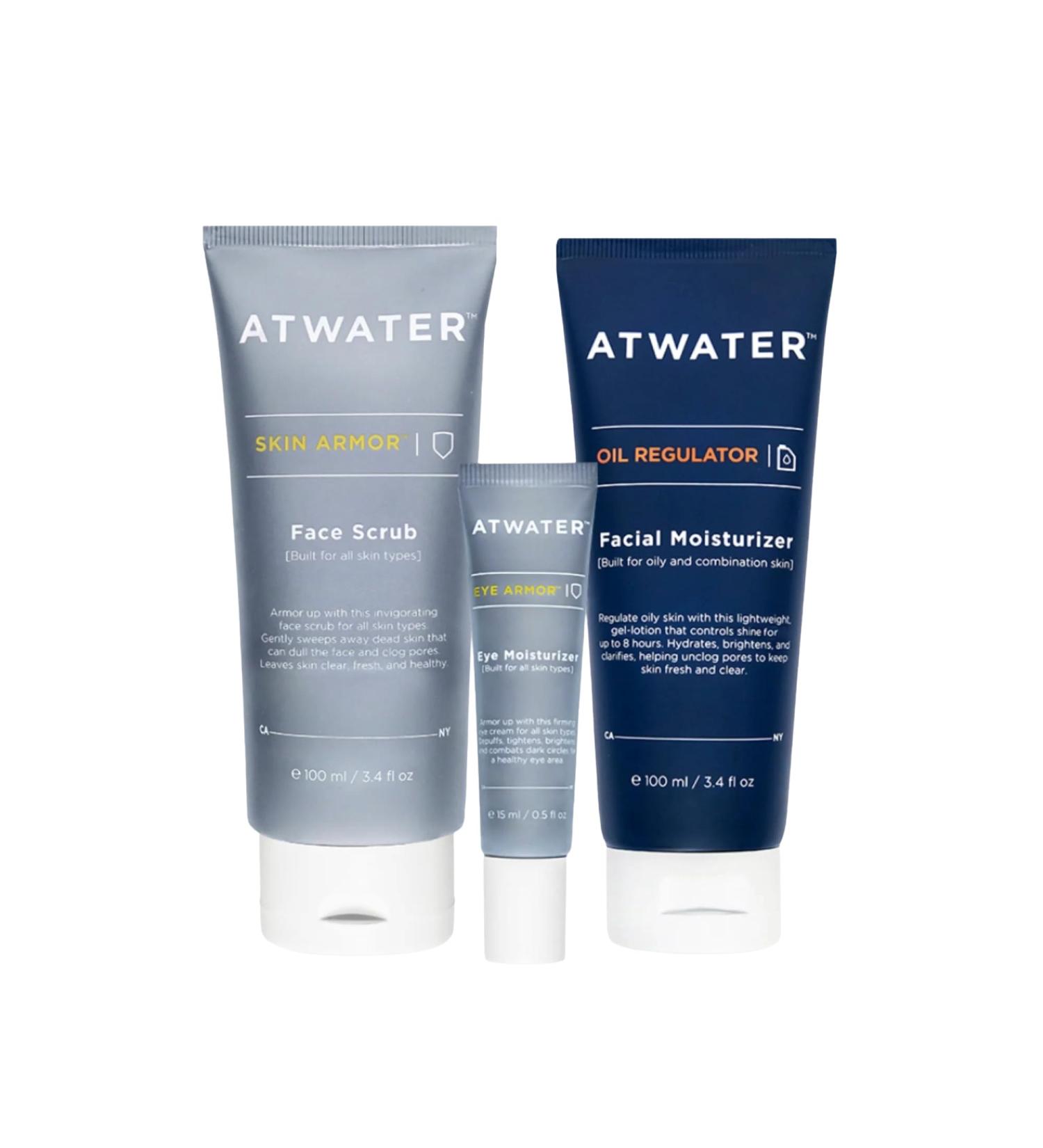ATWATER Oily Skin Starter Set Skin Armor Face Scrub Eye Armor Eye Cream and Oil Regulator Facial Moisturizer - Buy Online on GoSupps.com