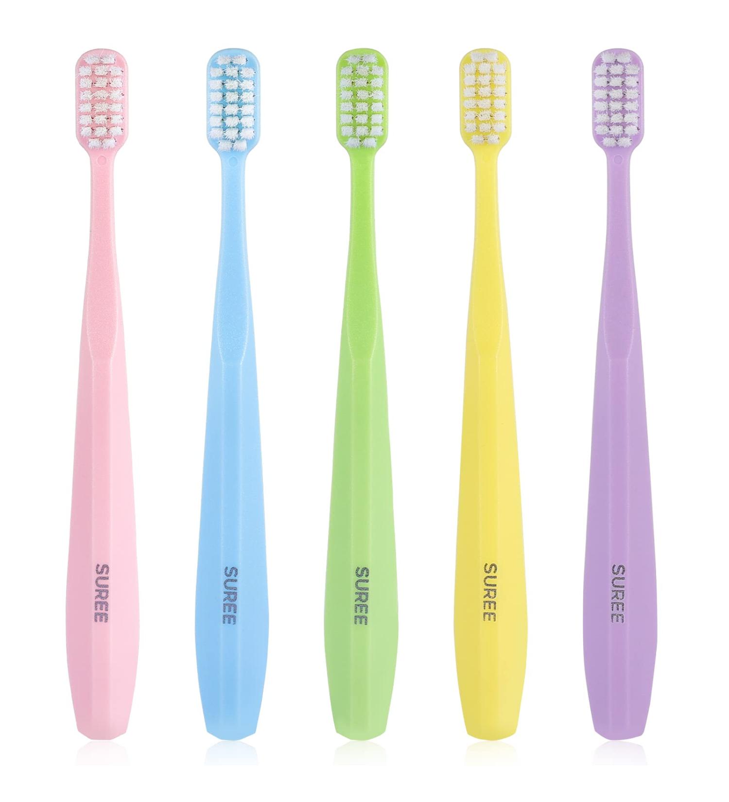 Suree Extra Soft Toothbrush for Sensitive Teeth & Gums - 5 Pack | Ultra Soft Nano Bristles for Adults & Elderly - Buy Online on GoSupps.com