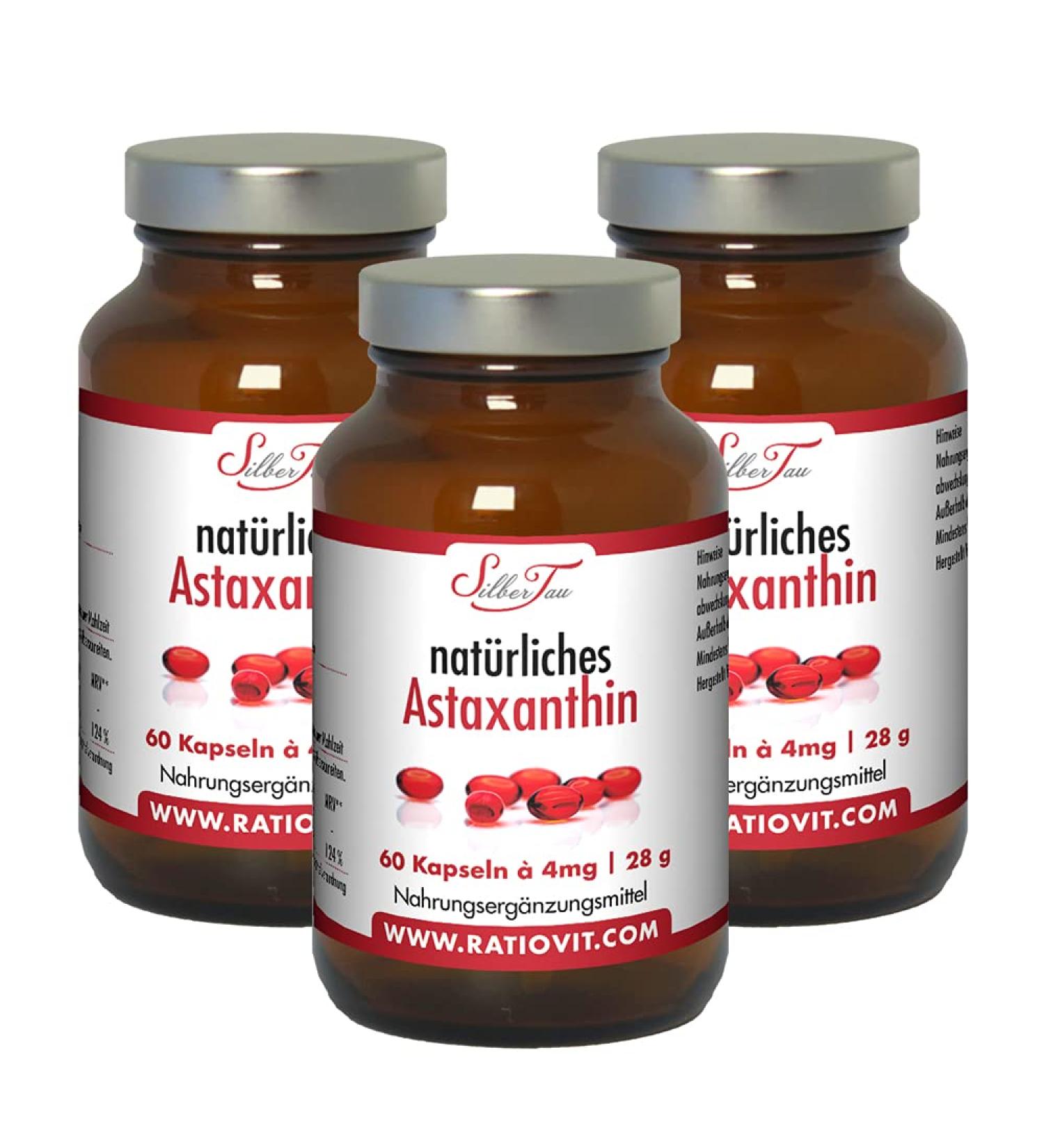 Buy Silver Tau Astaxanthin Softgels - 3x60 Capsules 4mg | Pure Natural Haematococcus Pluvialis | Strong Antioxidant & Vitamin E | Fast International Shipping - Buy Online on GoSupps.com