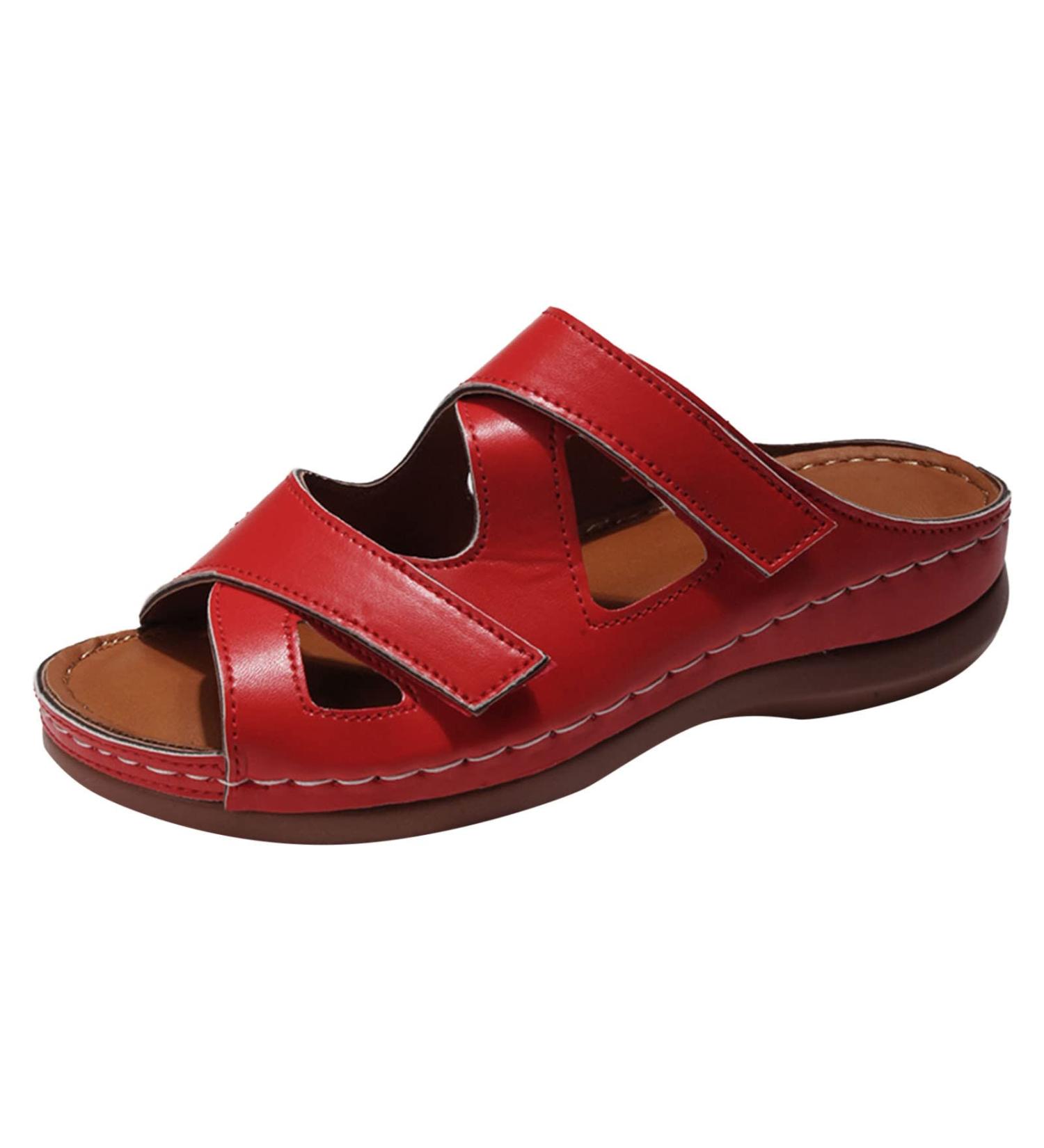 JWSVBF Orthotic Sandals for Women - Bunion Wide Width Low Heel Black Beach Slippers - Buy Online on GoSupps.com