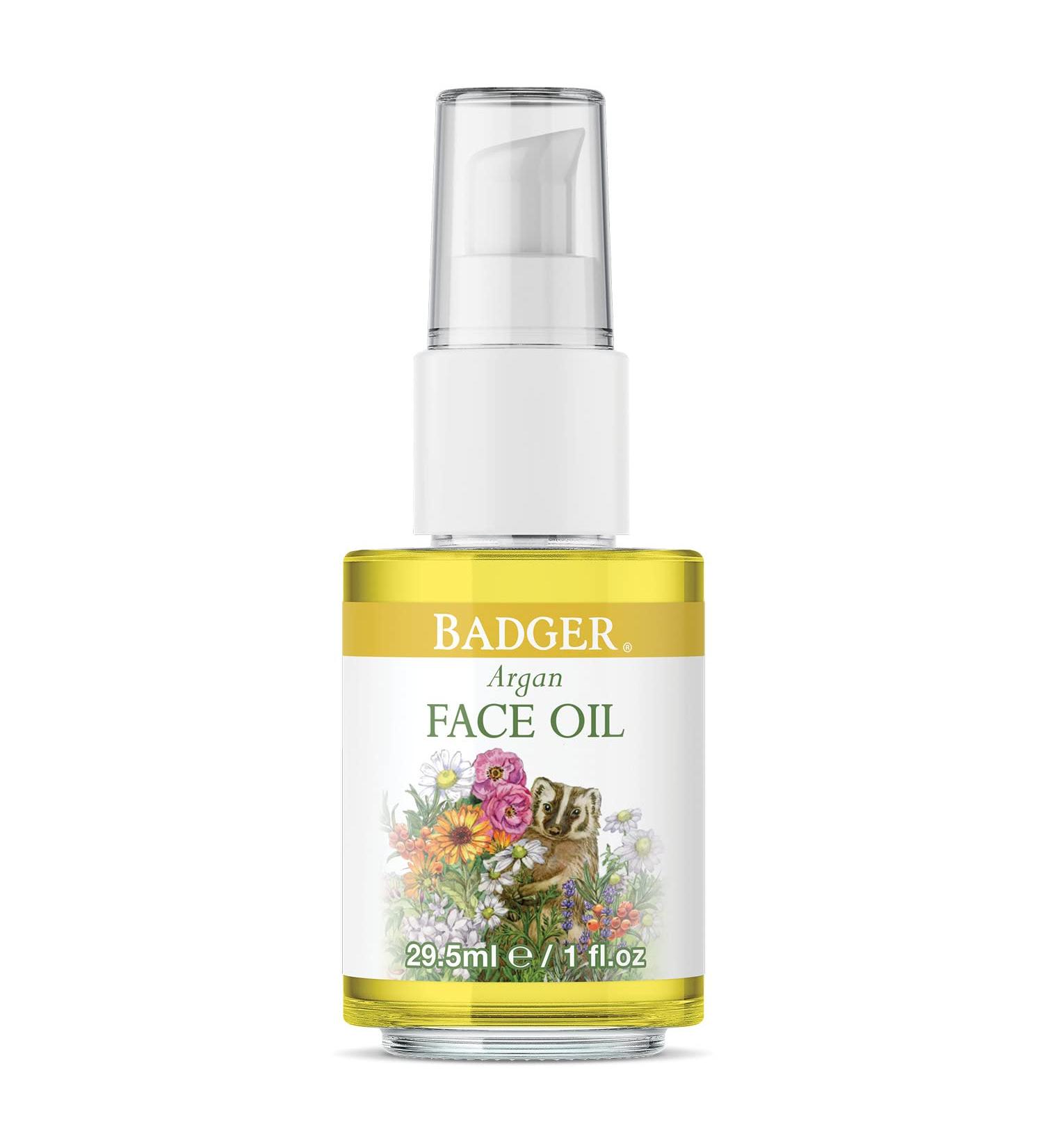 Badger Argan Face Oil - Certified Organic Moisturizing Facial Oil - 1 oz Glass Bottle - Buy Online on GoSupps.com