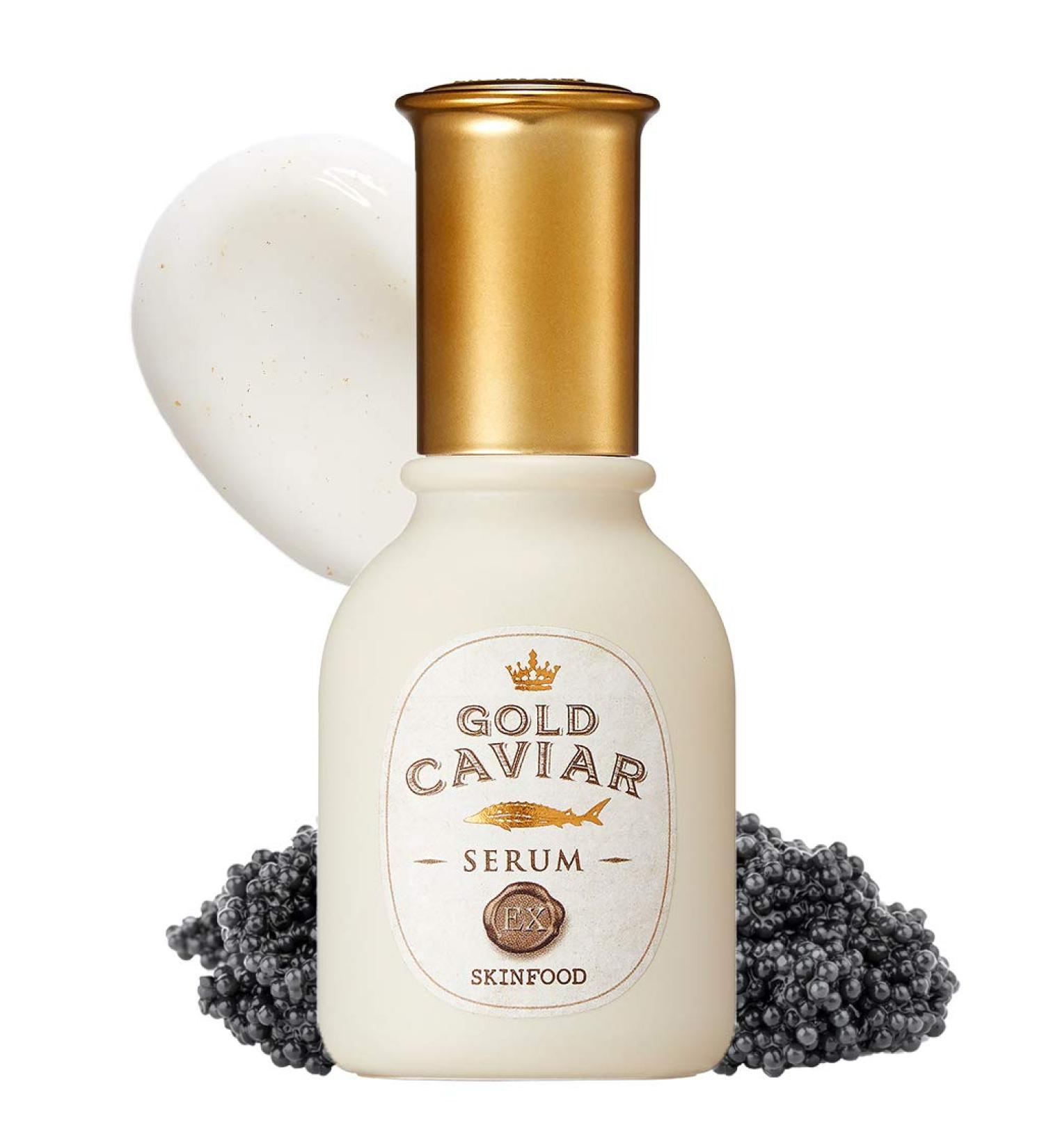 SKINFOOD Gold Caviar EX Serum 50ml - Nourishing Anti-Aging Serum for Dry Sagging Skin - Best Illuminating Moisturizer & Wrinkle Reducer - Buy Online on GoSupps.com