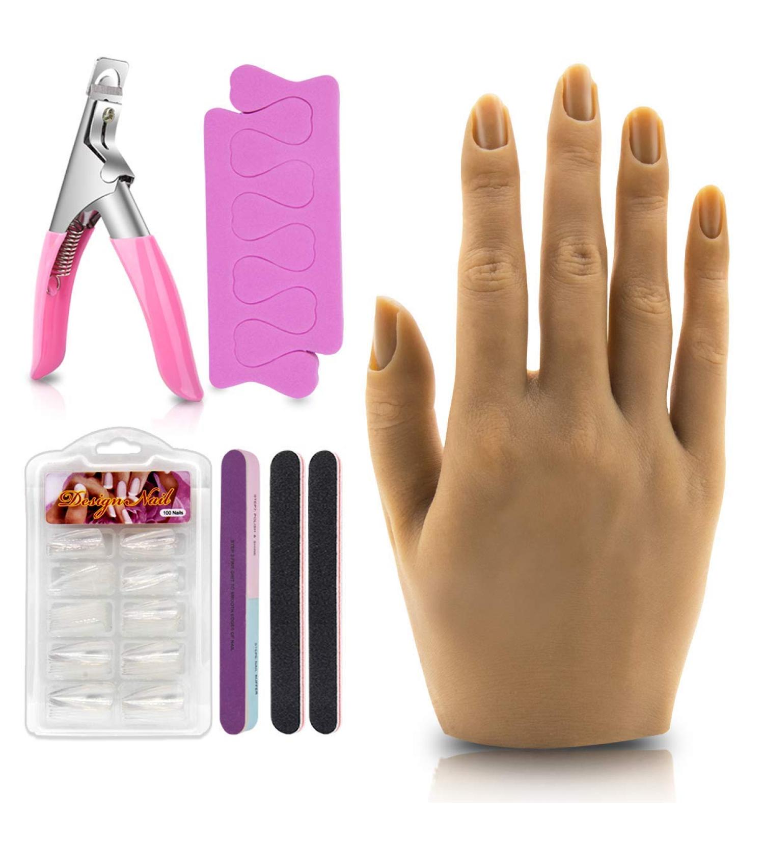 Female Silicone Practice Hand for Acrylic Nails - Flexible & Life-Size Mannequin for Nail Training with Soft Touch - Buy Online on GoSupps.com