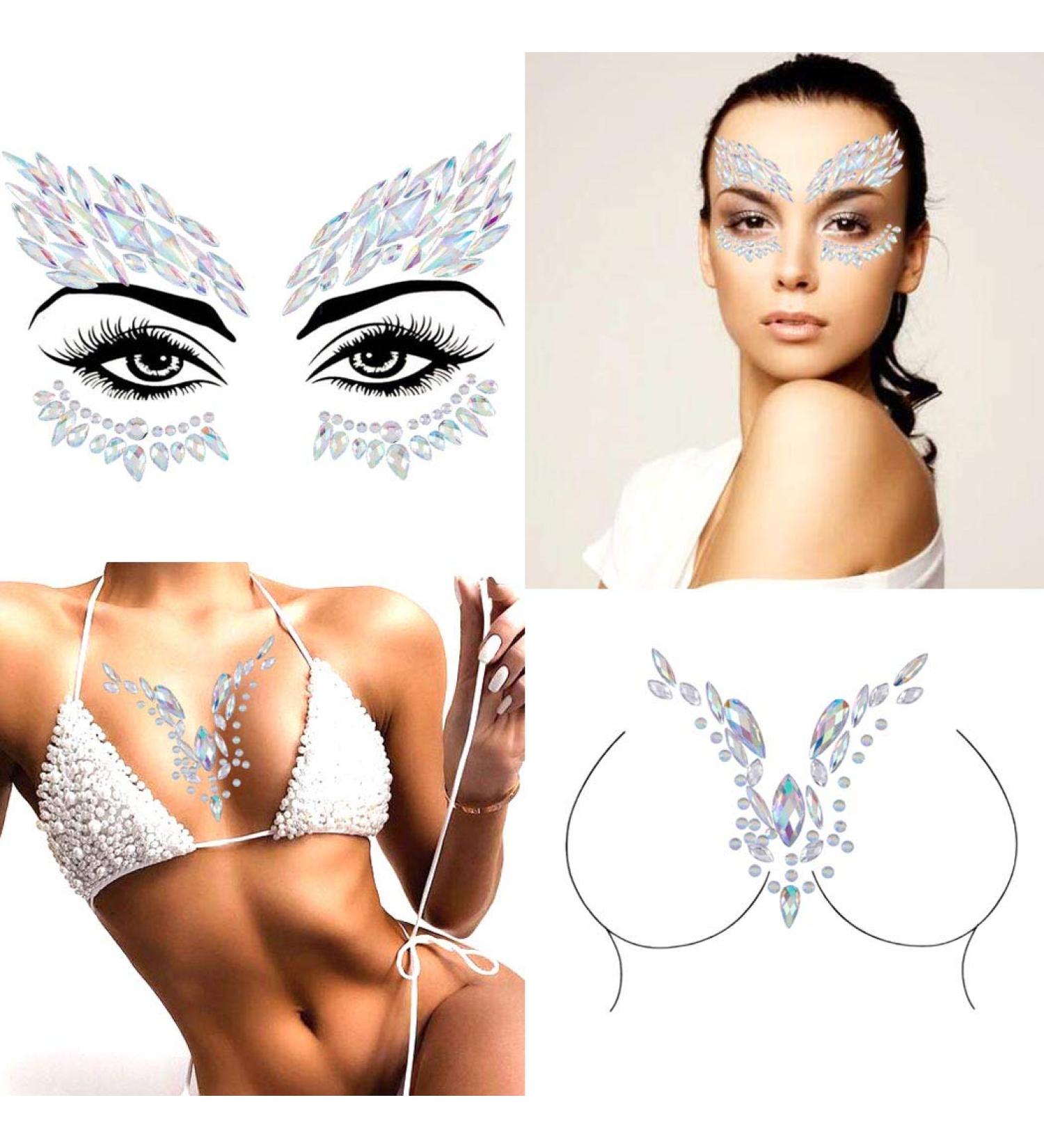 Blindery Rhinestone Face Jewels - Festival Rave Gem Stickers for Women & Girls - 2PCS - Buy Online on GoSupps.com