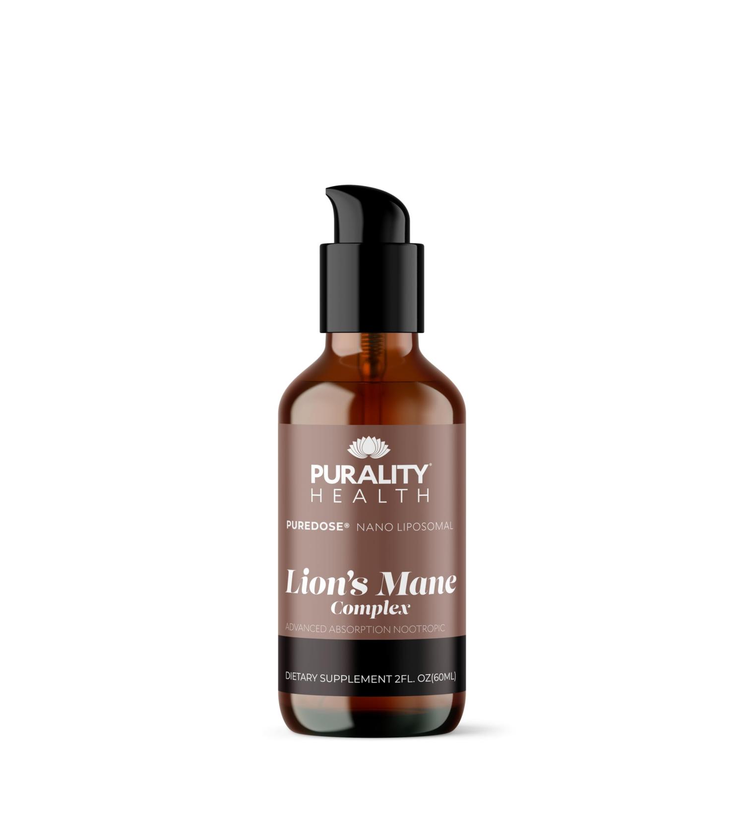 PURALITY HEALTH Lion s Mane Complex Nano Liposomal Maximum Absorption for Brain Health Memory Focus & Nerve Support with Reishi Cordyceps Maitake 30 Day Supply - Buy Online on GoSupps.com