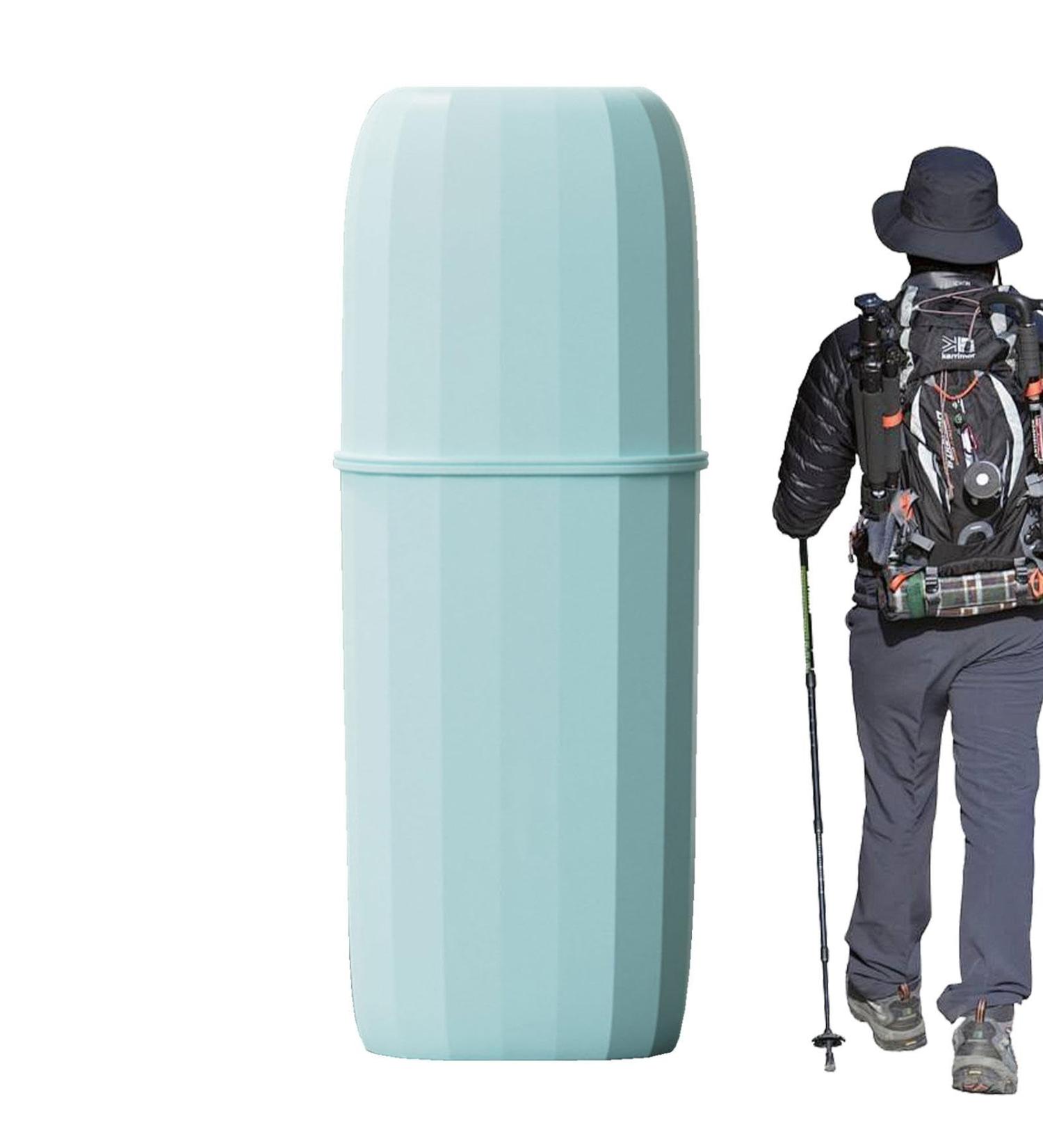 Higyee Travel Toothbrush Case & Organizer | Toothbrush Cup & Toothpaste Holder for School & Camping - Blue - Buy Online on GoSupps.com