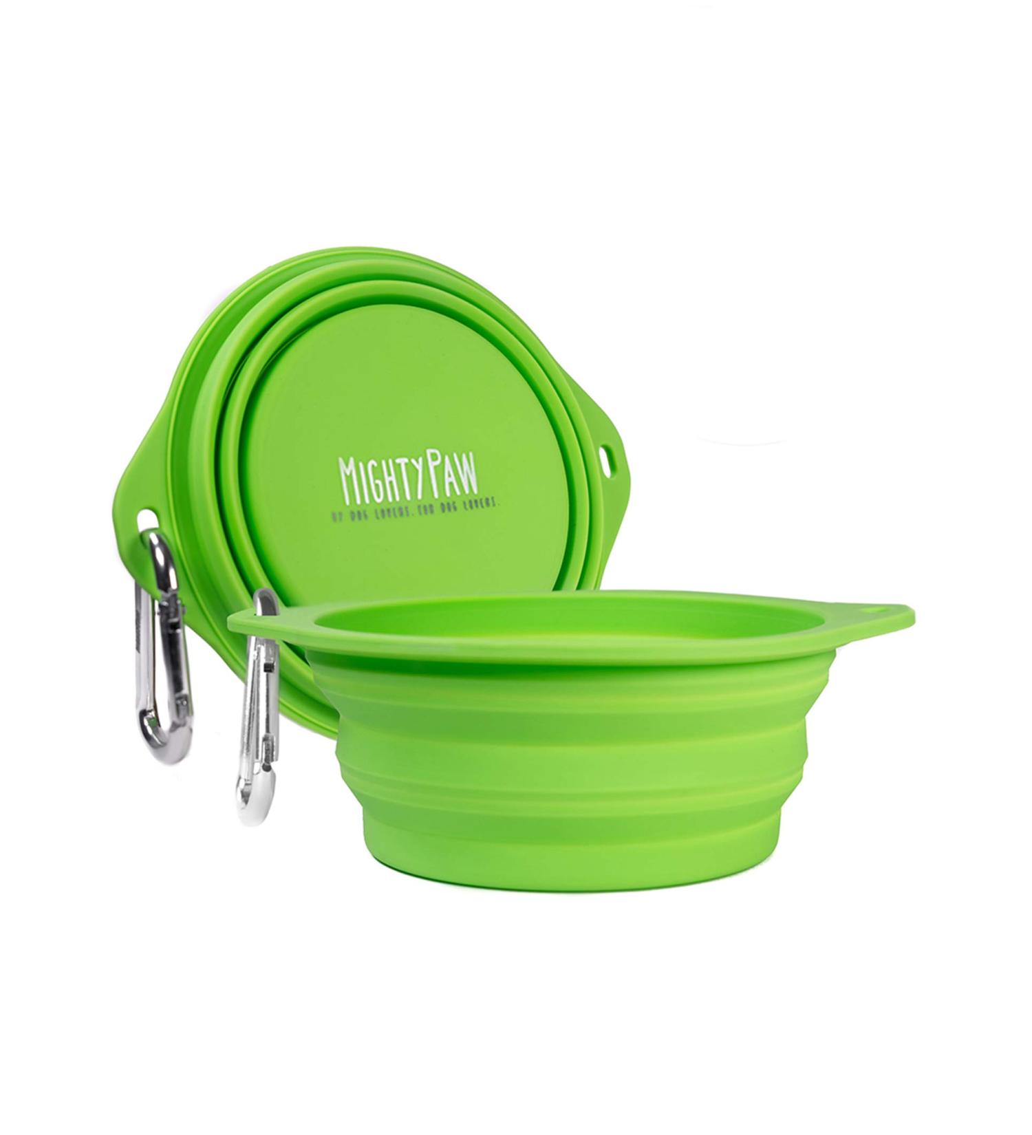 Mighty Paw Foldable Dog Bowl Set | 2-Piece Silicone Travel Bowl (Green) - Light Leak-Proof Large Capacity for International Orders - Buy Online on GoSupps.com