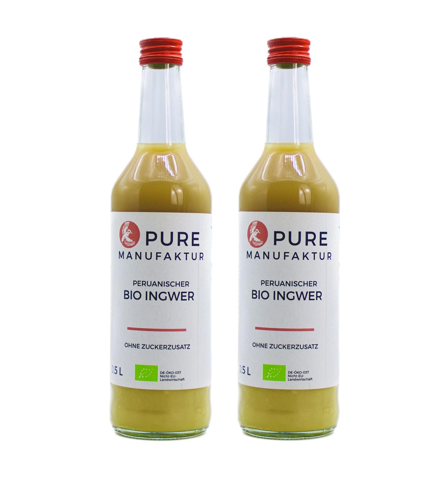 Pure Ginger-High-quality Peruvian organic-ginger without sugar and artificial additives 100% organic (DE- KO-005) 2x500ml organic ginger-500 ml (2 Pack)