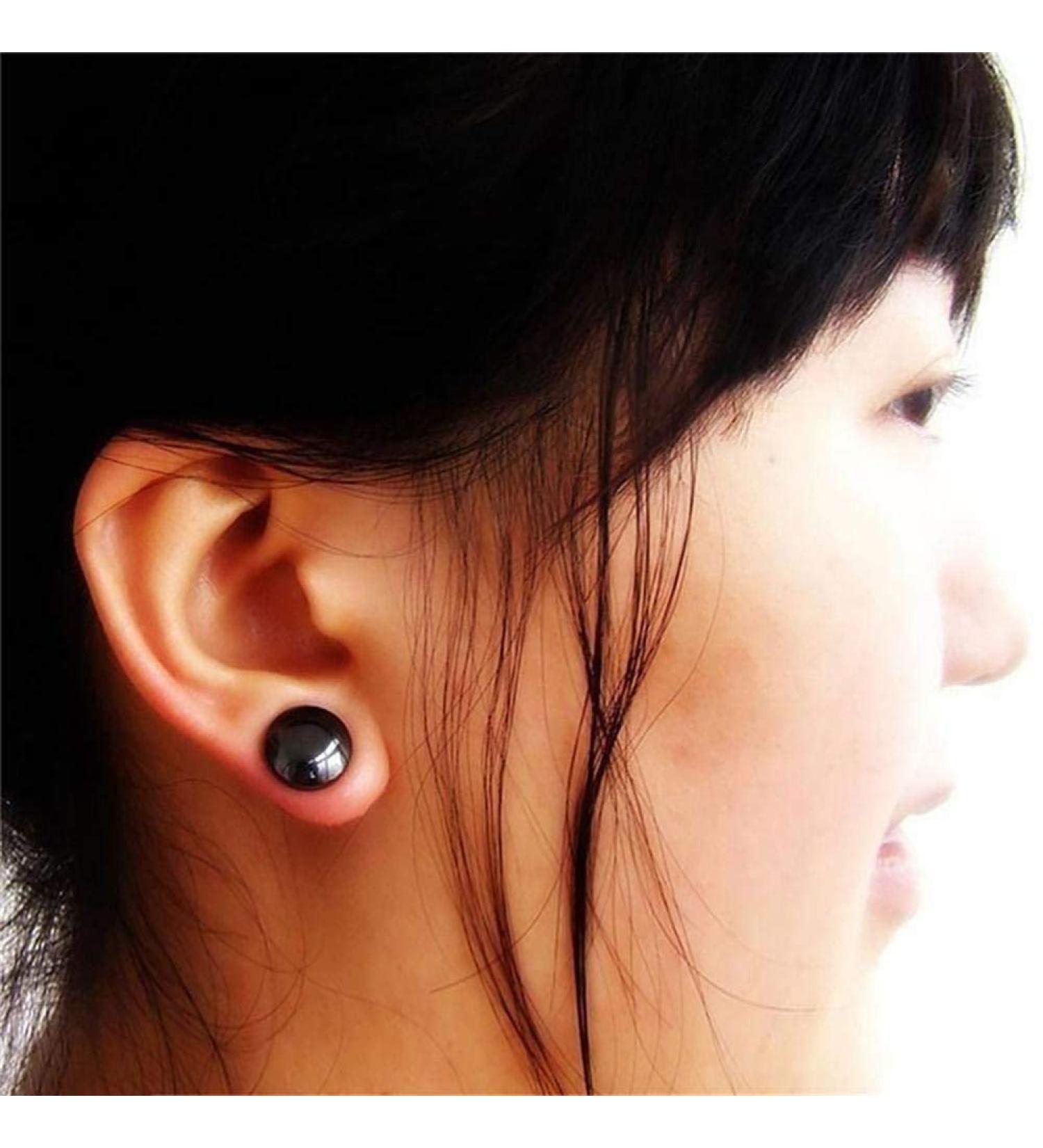 Weight Loss Earrings - Black Magnetic Acupuncture Earrings for Slimming | Organic Magnet Health Acupressure Pair - Buy Online on GoSupps.com