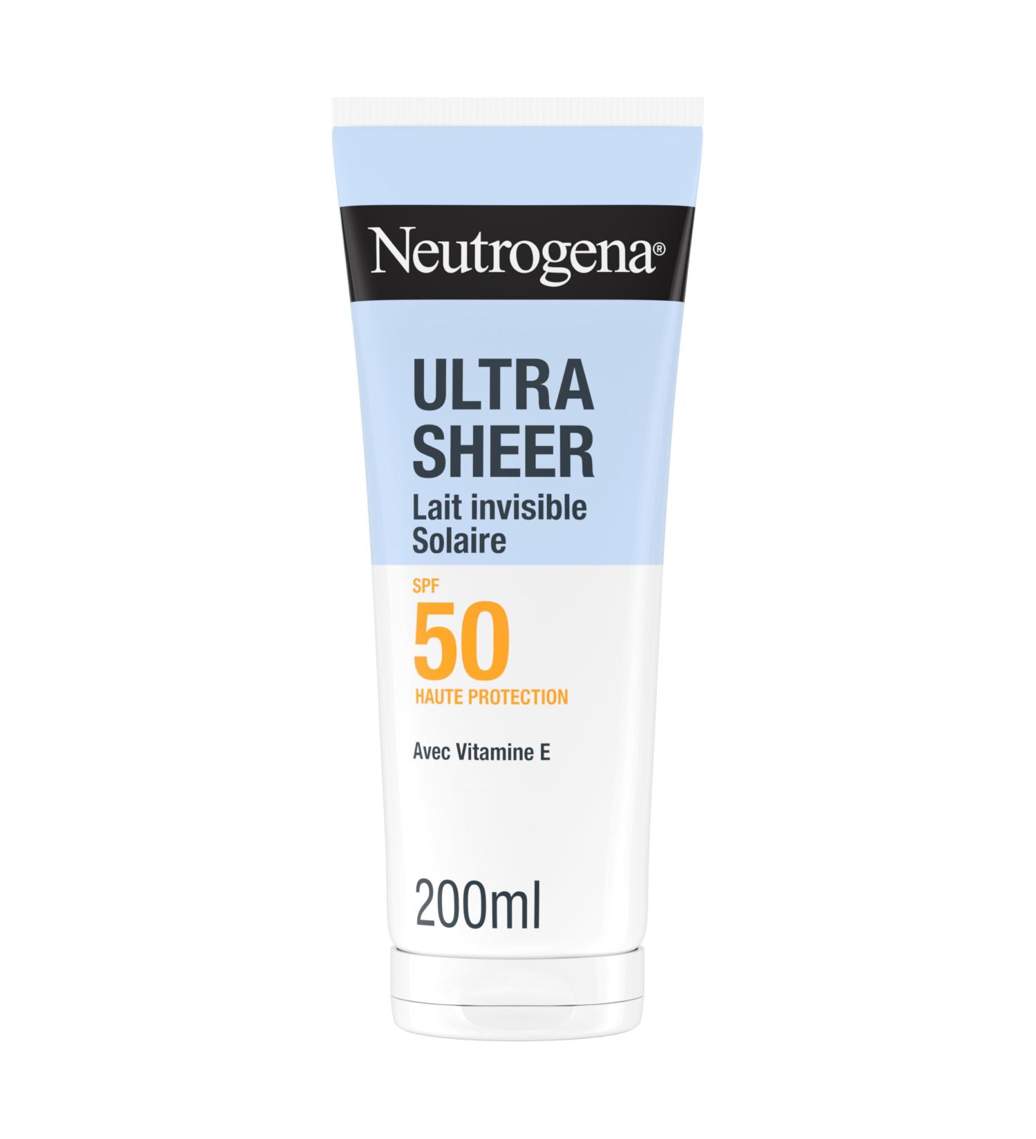 Neutrogena Lait Solaire Invisible Ultra Sheer SPF 50 UVB + UVA (200 mL) Cr me solaire visage et corps antioxydante Sec au toucher absorption rapide r siste bien la transpiration et l eau - Buy Online on GoSupps.com