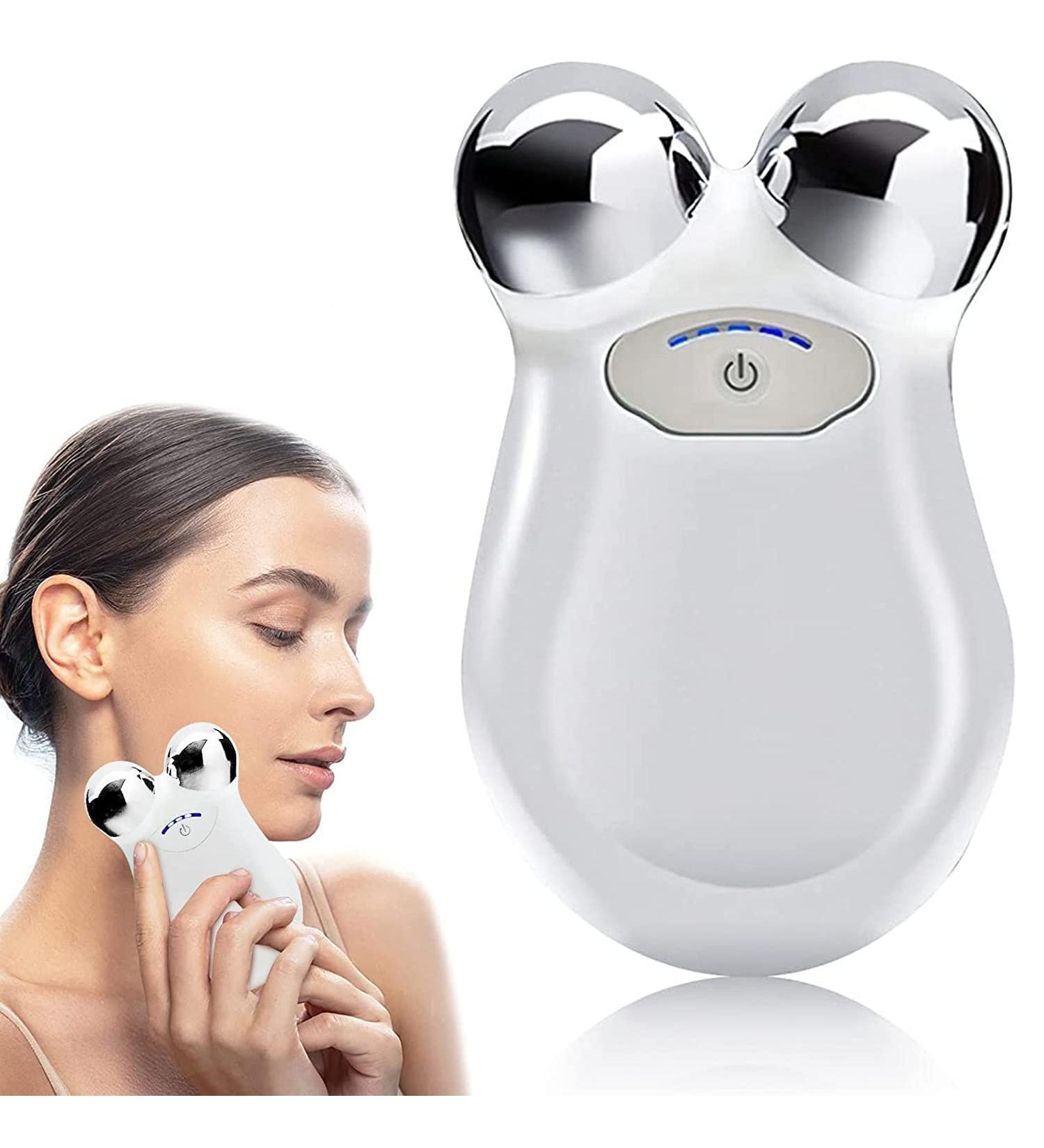 Microcurrent Face Roller | Skin Tightening and Lifting Device | USB Rechargeable Mini Spa Tool for Wrinkle Remover and Toning - Buy Online on GoSupps.com